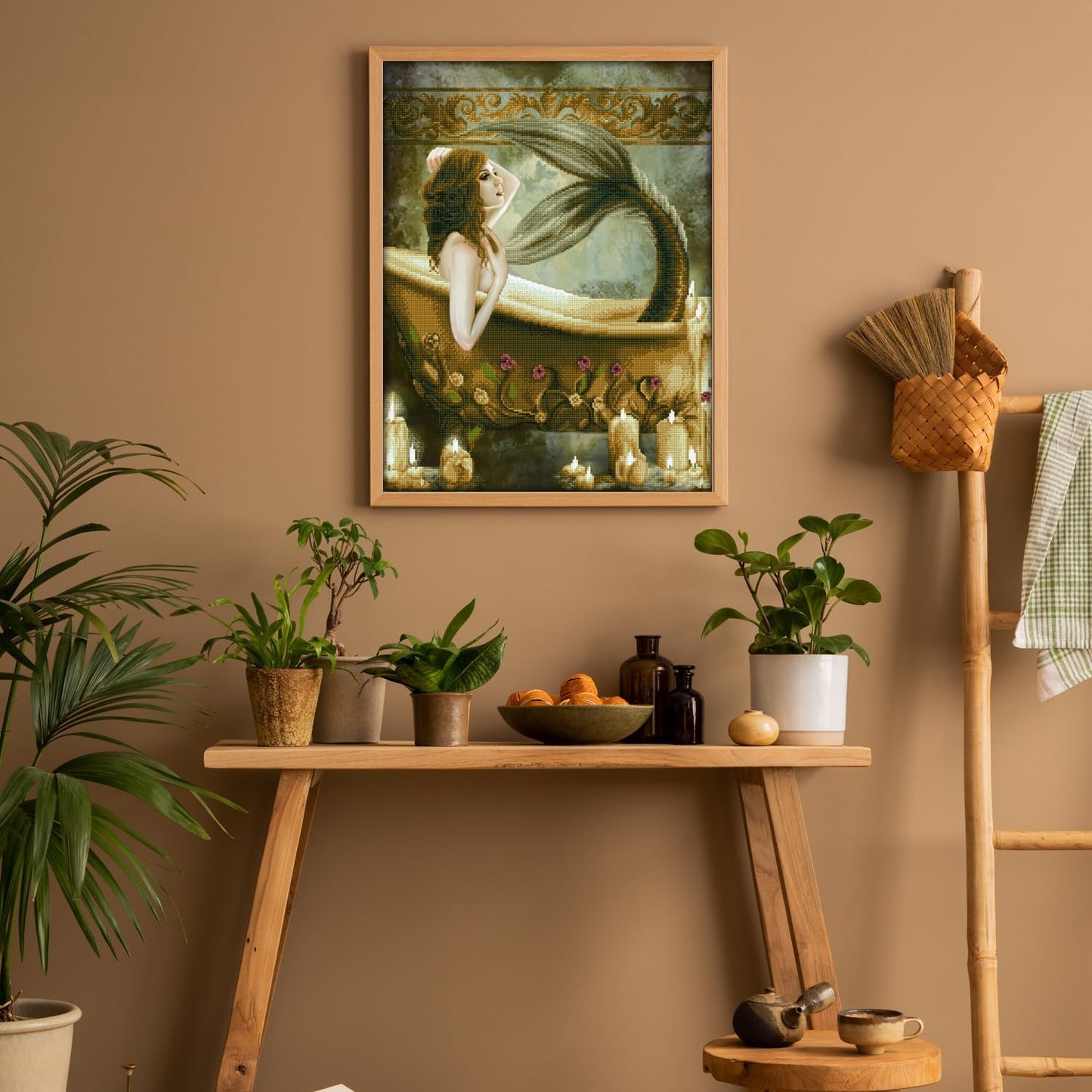 Diamond Painting: Meerjungfrau in Wanne 52 x 68 cm, Bath Time Mermaid