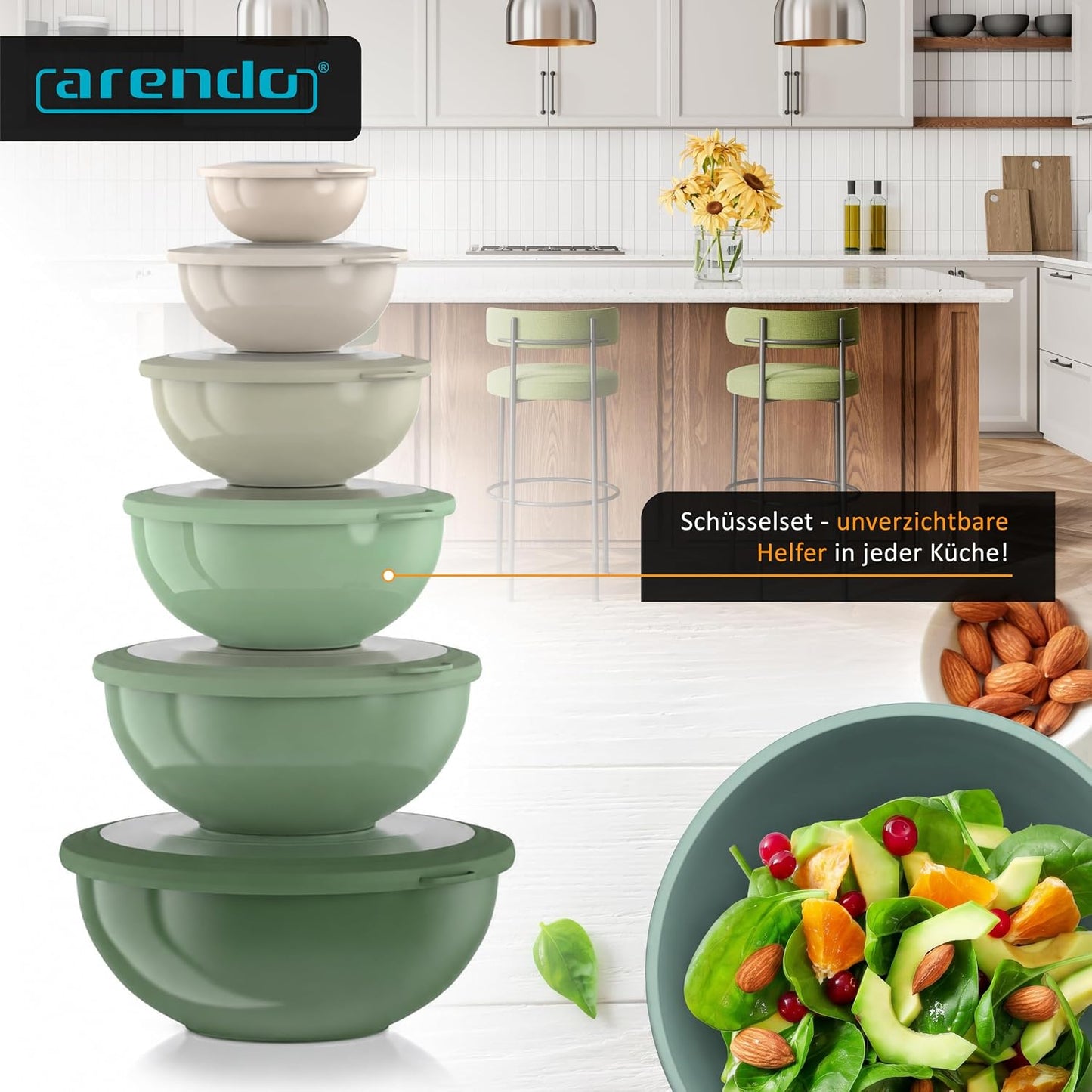 Salatschüssel-Set mit Deckeln