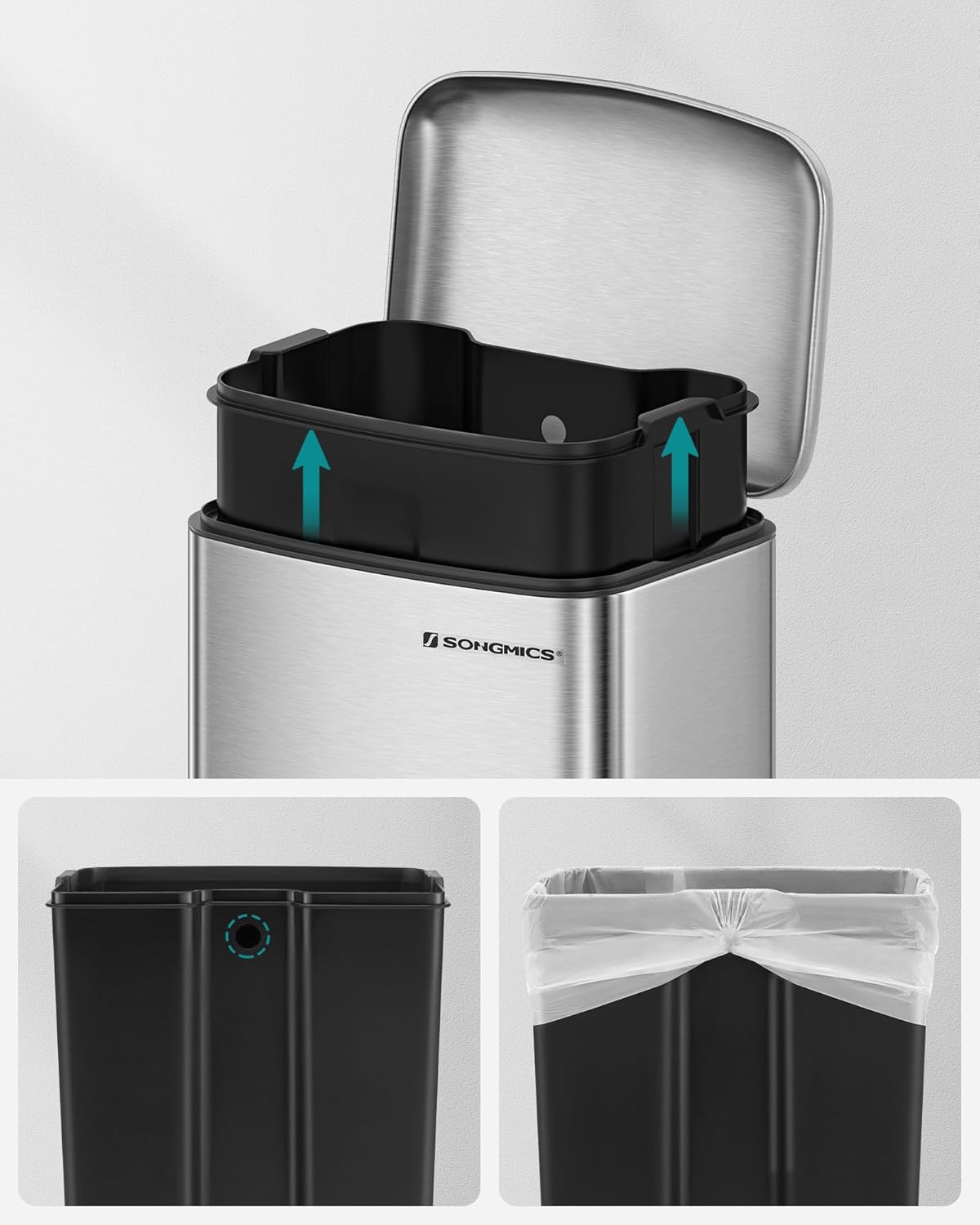 Treteimer LTB01L mit Softclose-Funktion, silbern