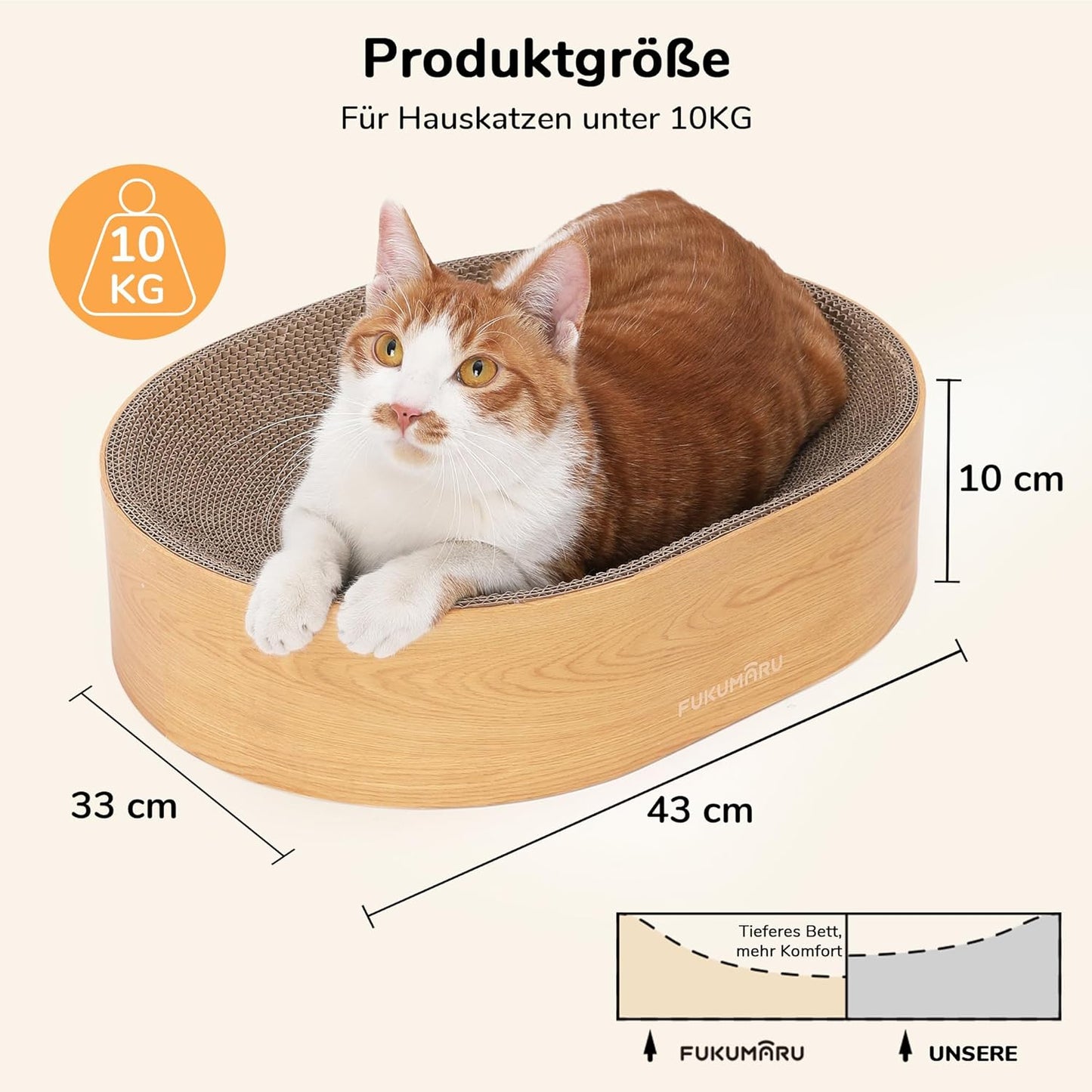 Ovales Katzenkratzbrett, Holzfarbe
