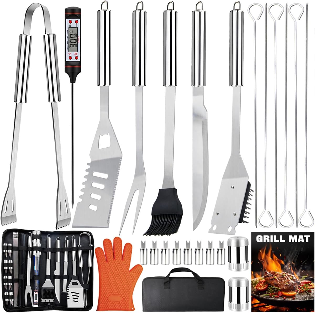 28-teiliges Grillbesteck Set mit Tragetasche, 28 PCS