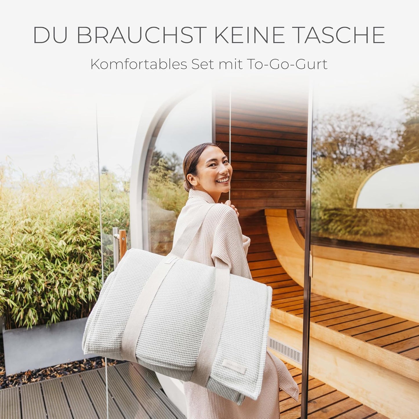 Premium Sauna-Matte & Kissen-Set (hitzebeständig), Taupe