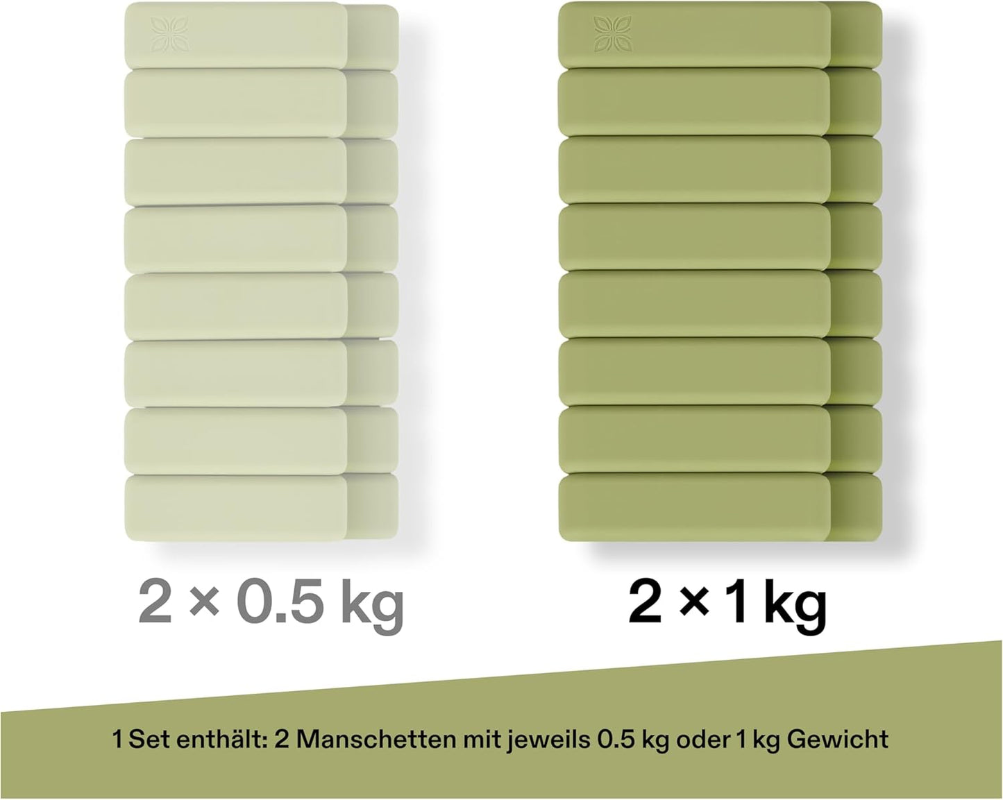 Silikon Gewichtsmanschetten, 2 KG (2X1 KG) CREAMY PISTACHIO