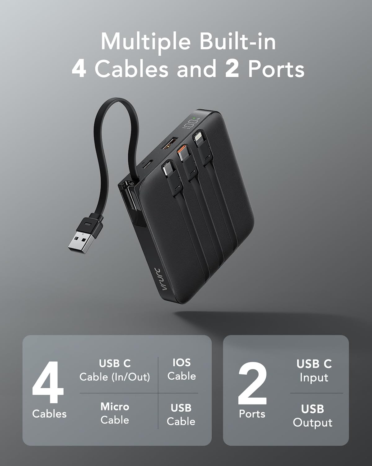 Powerbank mit Schnellladefunktion, schwarz