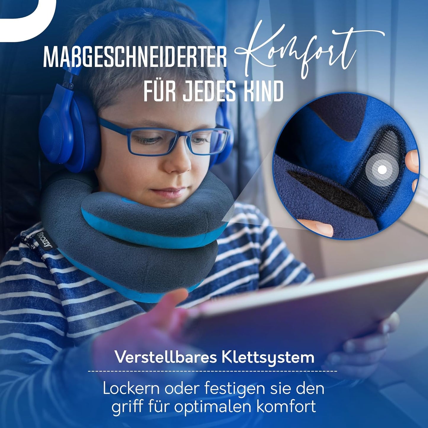 Kinnstützendes Reisekissen für Kinder, Medium (Kids 8-12 Y/O) Grau Silber