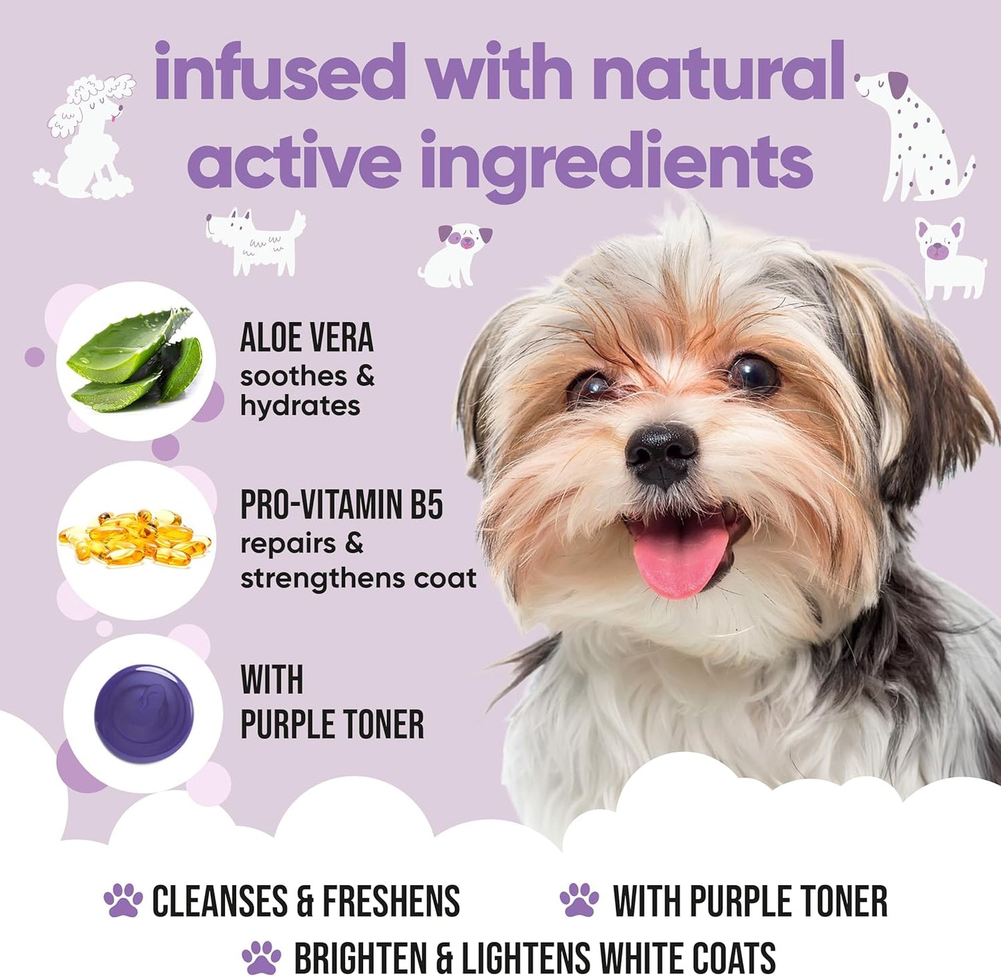 Hundeshampoo für weisses Fell mit Aloe Vera, frisch duftend 500ml