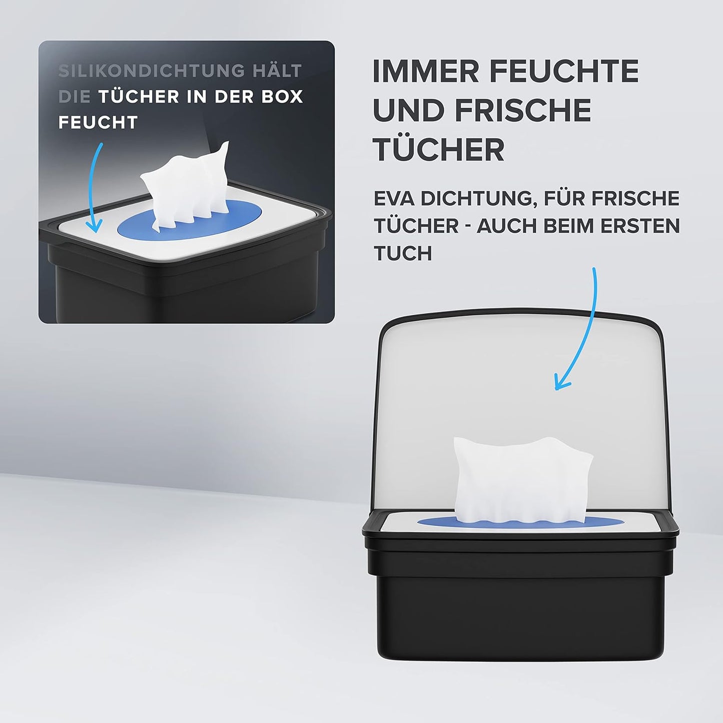 Feuchttücherbox mit Deckel, Schwarz Zum Bohren