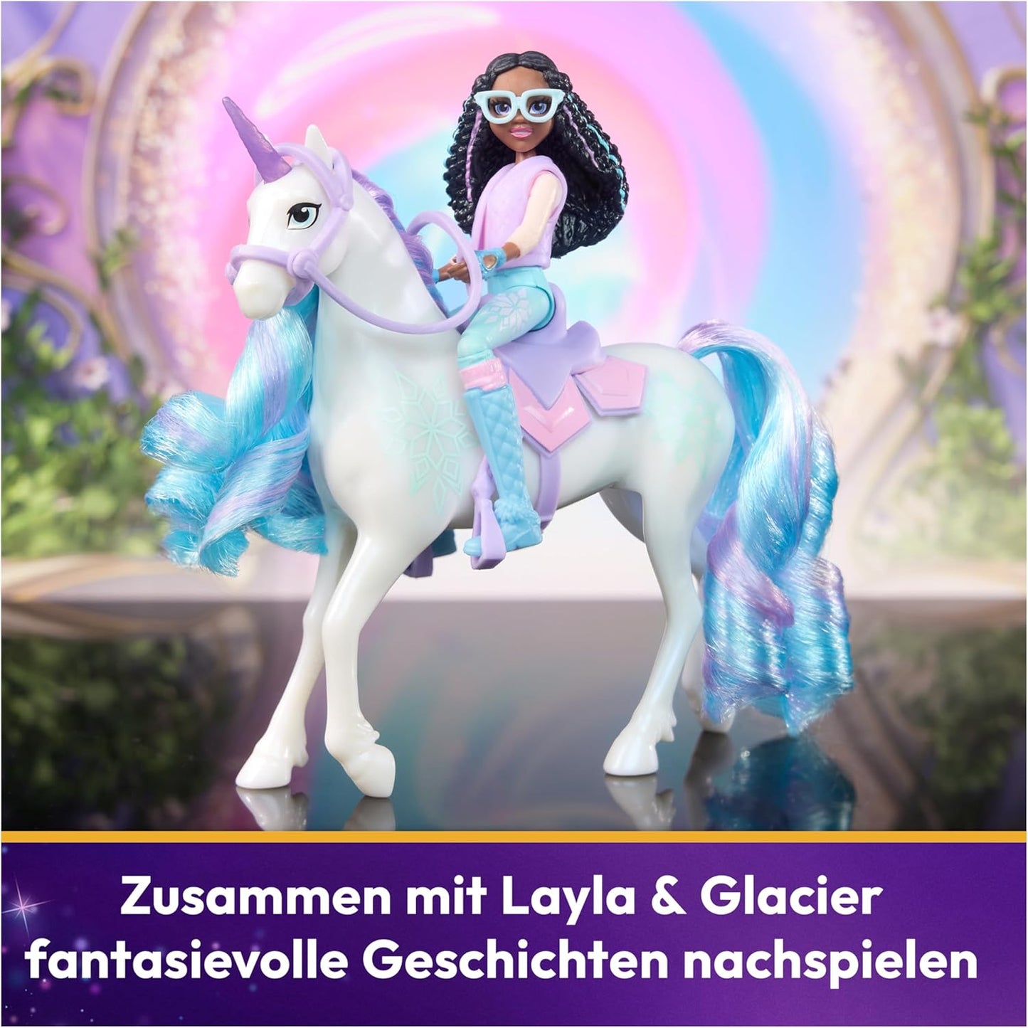 Einhorn-Spielset Layla & Glacier (12 cm, Rollenspiel), Layla und Einhorn Glacier