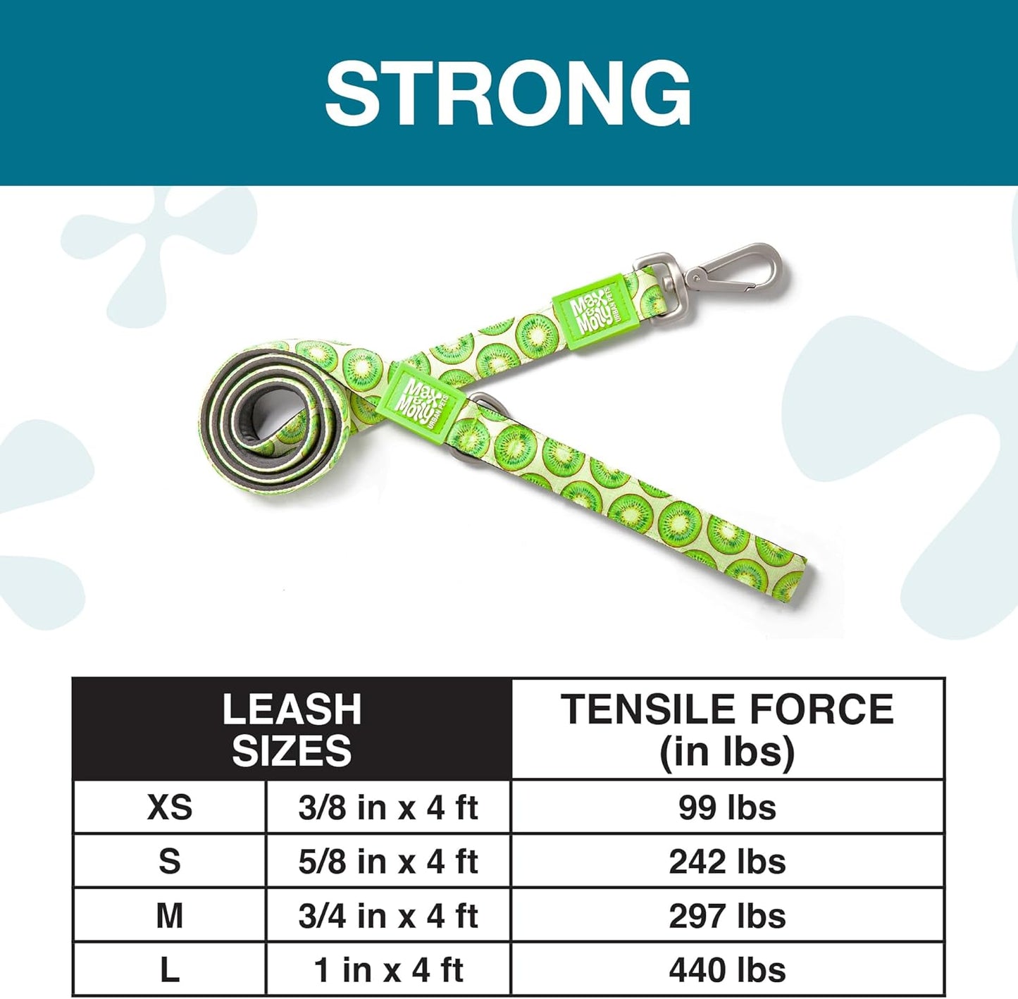 Hundeleine Kiwi, 120 cm lange, gepolstert, maschinenwaschbar, kiwi L