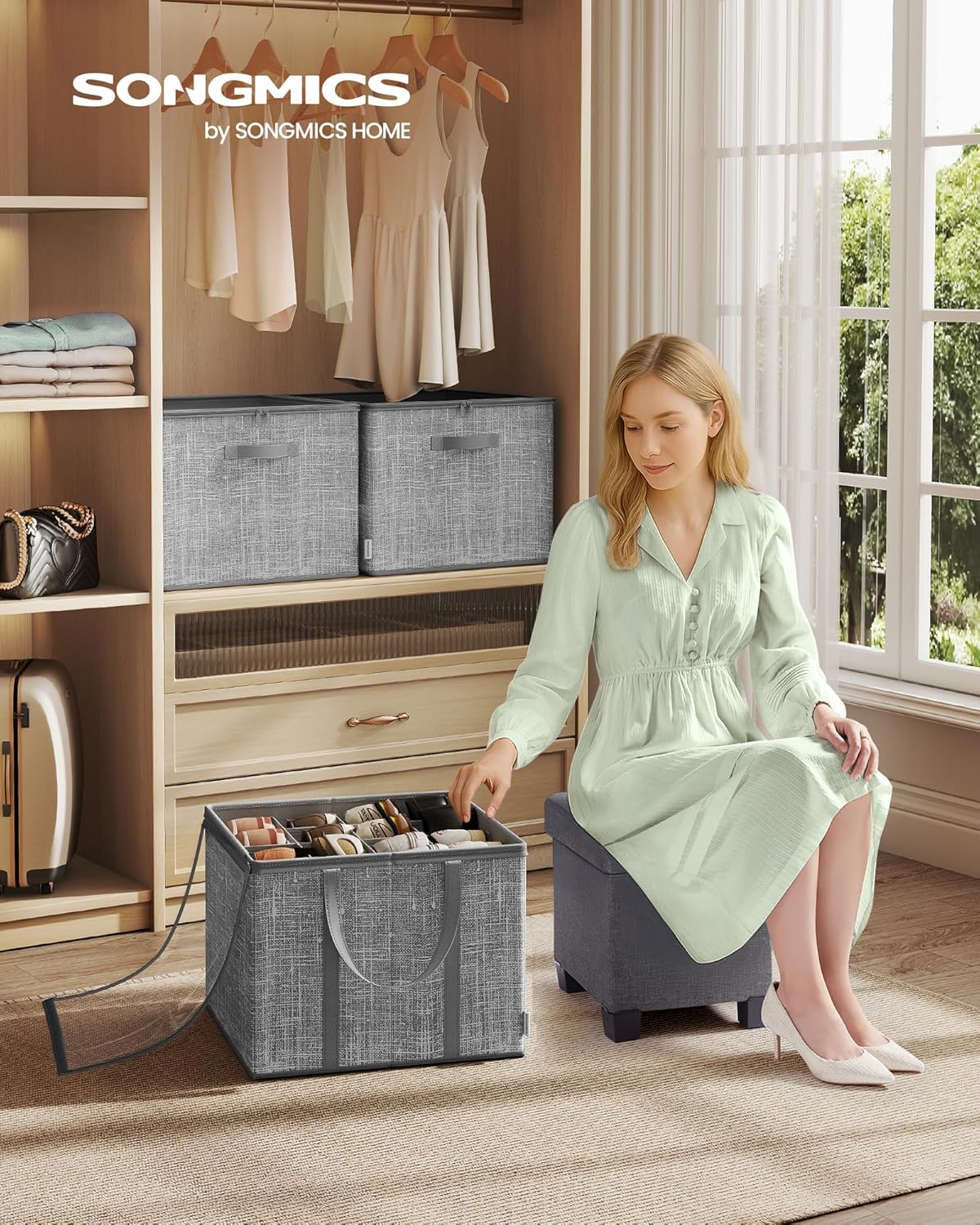 Schuh-Organizer-Set, 2er Set Schilfgrau