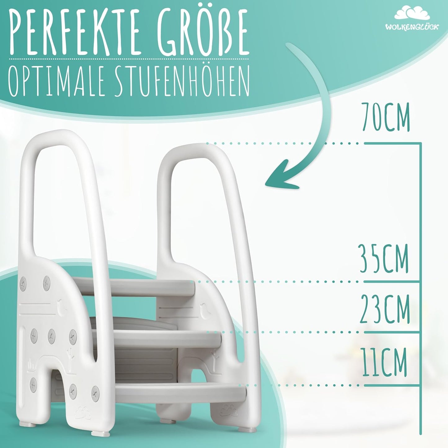 Tritthocker für Kinder, Grau