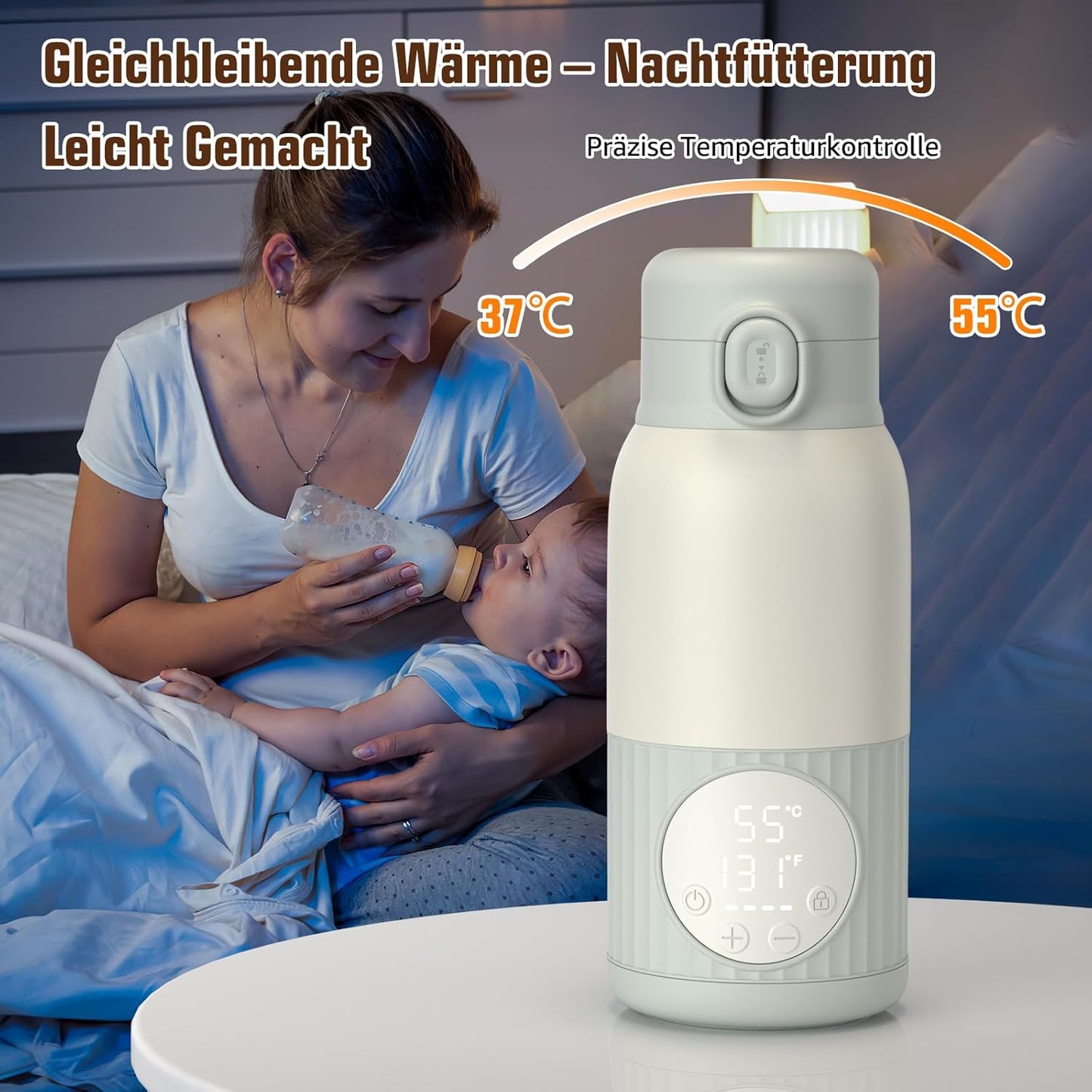 Tragbarer Baby Flaschenwärmer, Grau