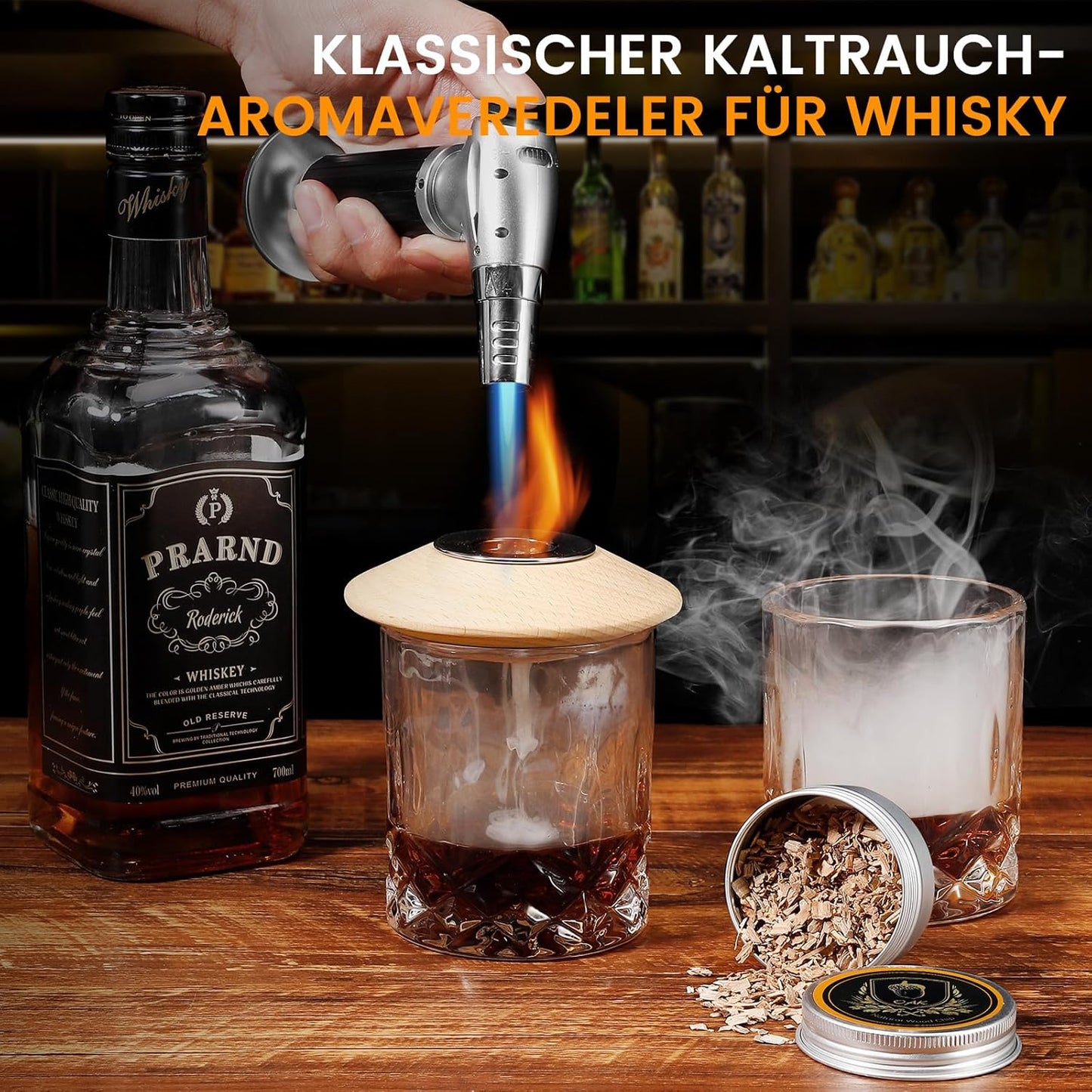 Cocktail Smoker Set mit Brenner & Gläsern, Torch & 2 Glasses