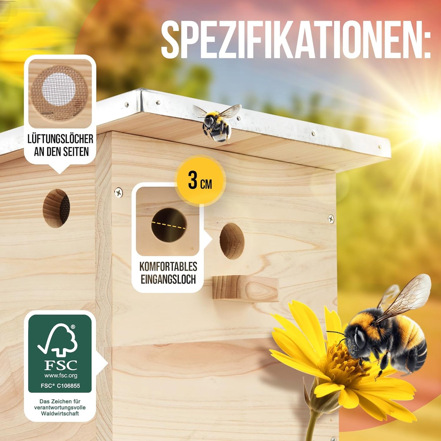 Hummelhaus, ohne Wachsmottensperre