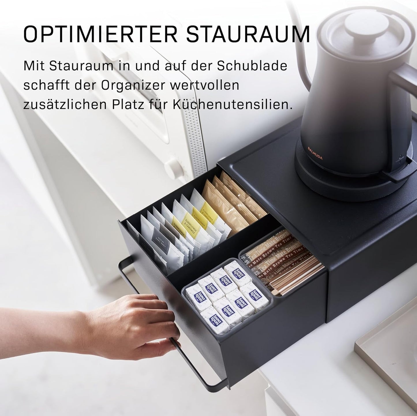 Tower Schubladenorganizer für Teebeutel/Kaffeekapseln, Schwarz