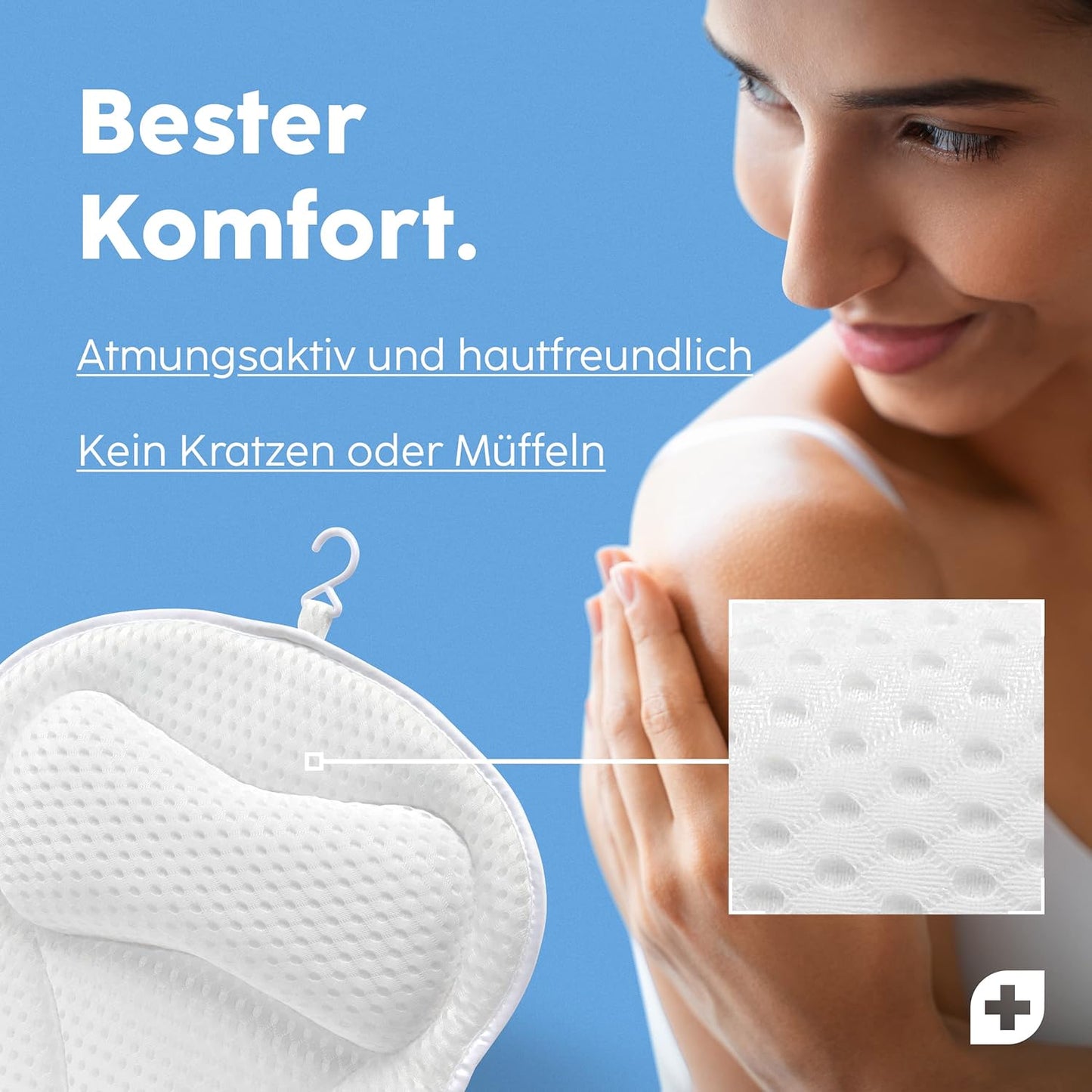 Badewannenkissen mit Saugnäpfen, Weiß