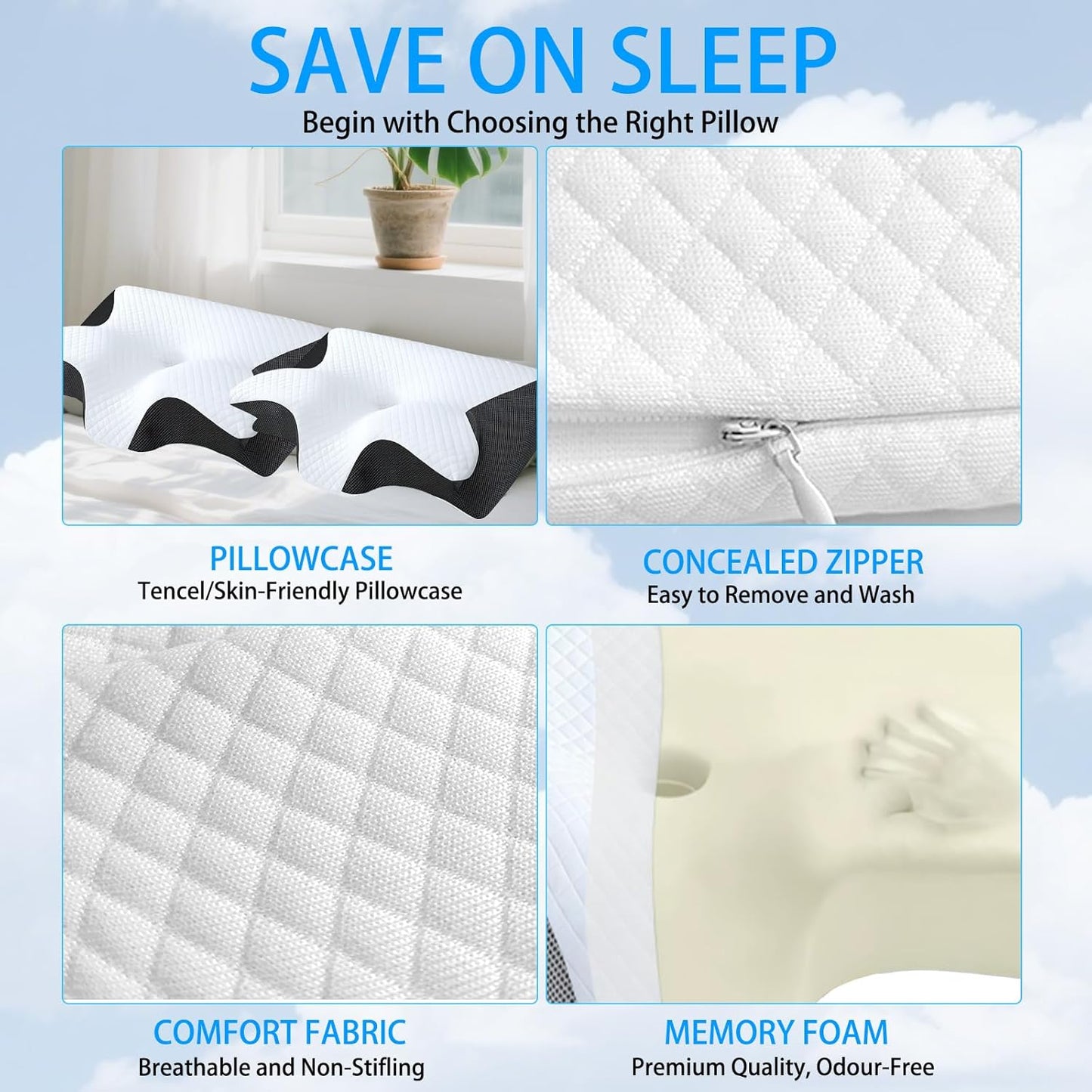 Ergonomisches Nackenkissen aus Memory Foam, Schwarz