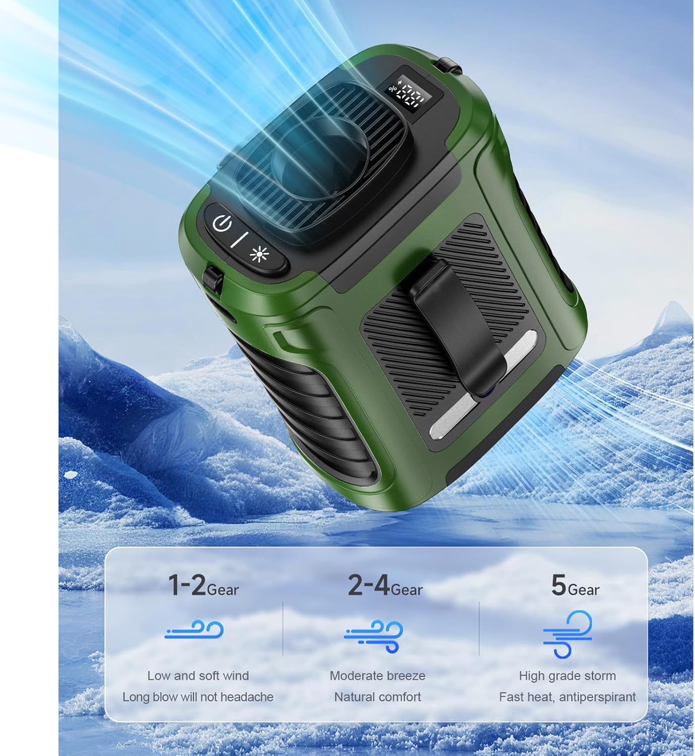 Tragbarer USB-Clip-Ventilator, Grün
