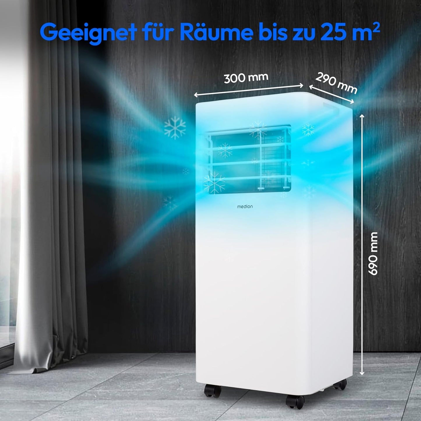 Mobile Klimaanlage mit Abluftschlauch, Fernbedienung | 7.000 BTU