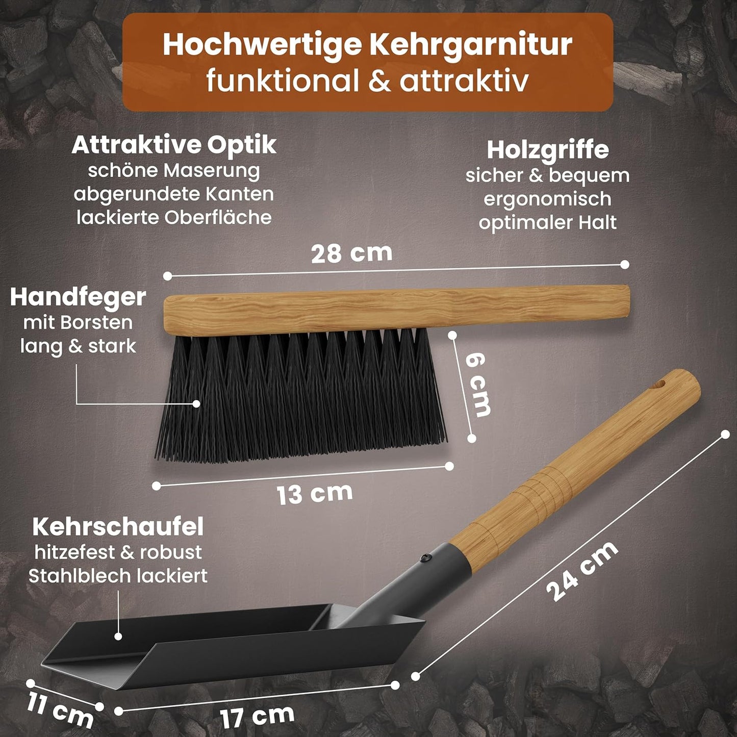 Ascheeimer-Set mit Schaufel und Besen, Katla 15L+ Schaufel & Feger