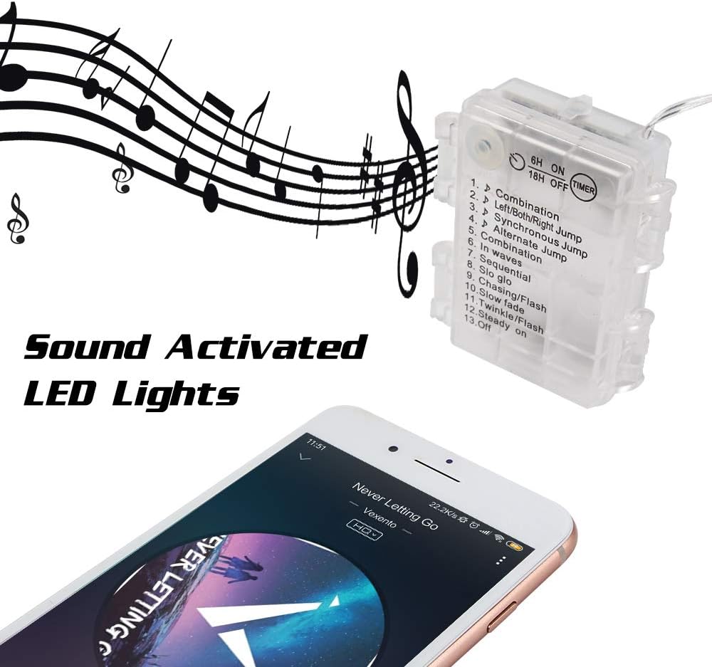 Lichtervorhang mit Musik-Synchronisation, 2x2m, Warmweiss