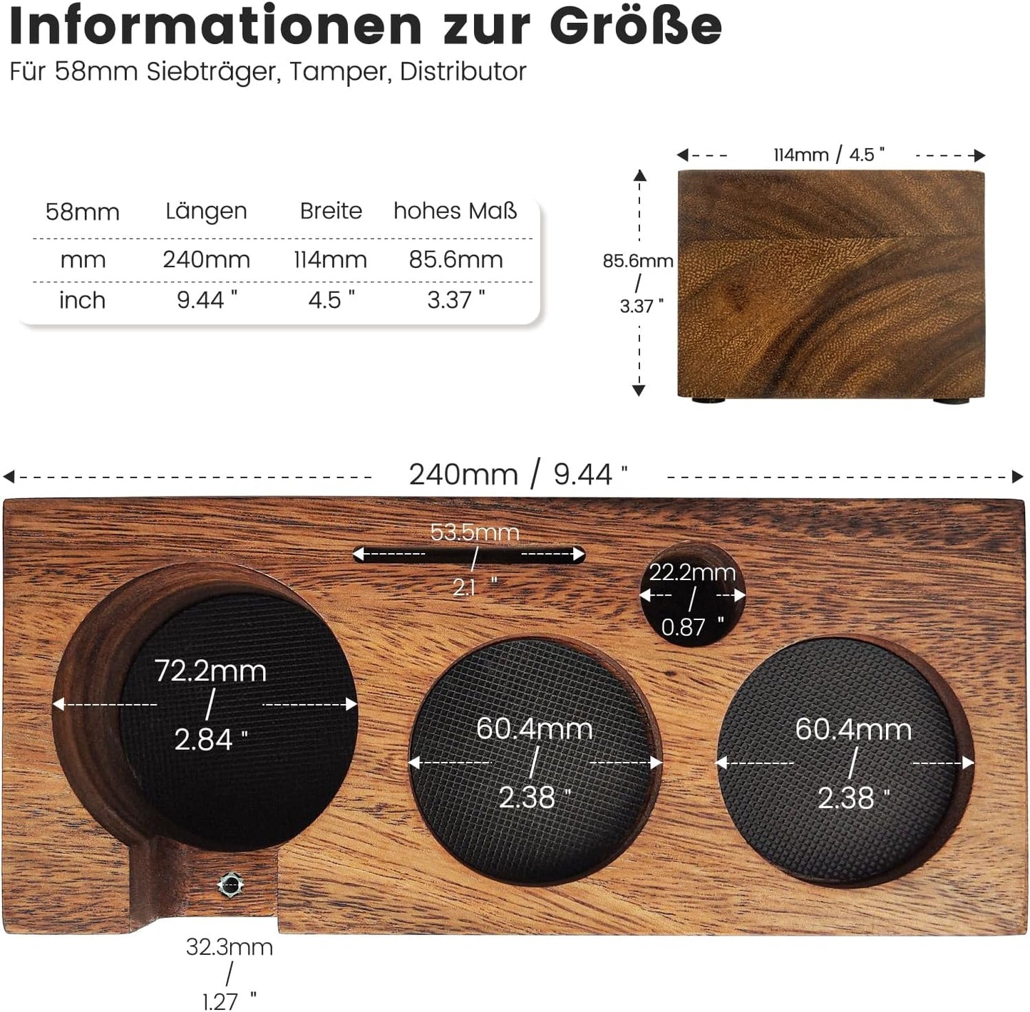 Tamperstation für Siebträger, 58 mm, 58mm