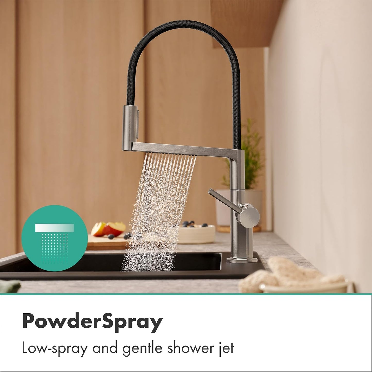 Talis M54 PowderSpray mit ausziehbarer Brause, Edelstahl Finish