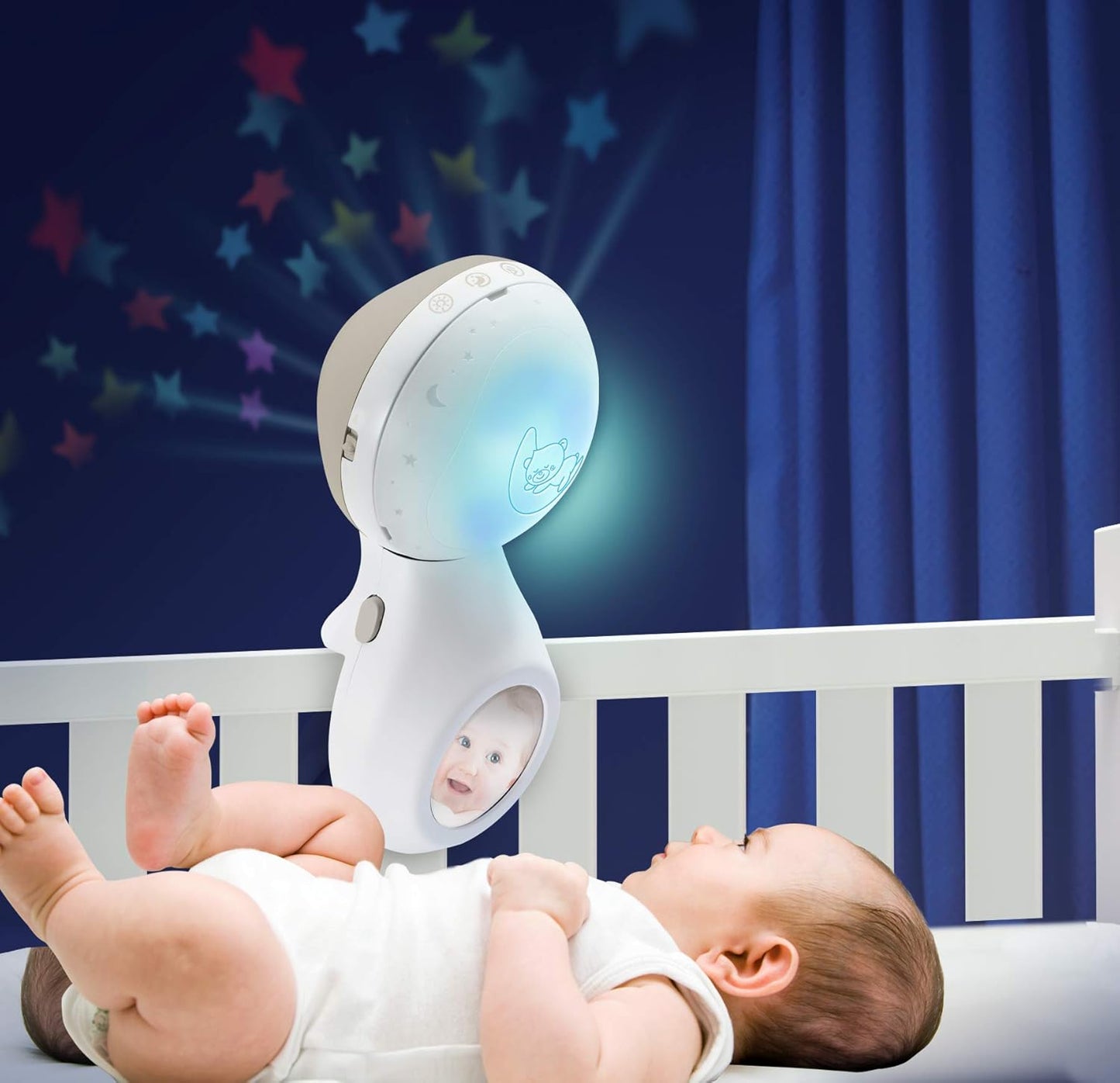 3-in-1 Projektor Musik-Mobile mit Licht & Geräuschen, Grau