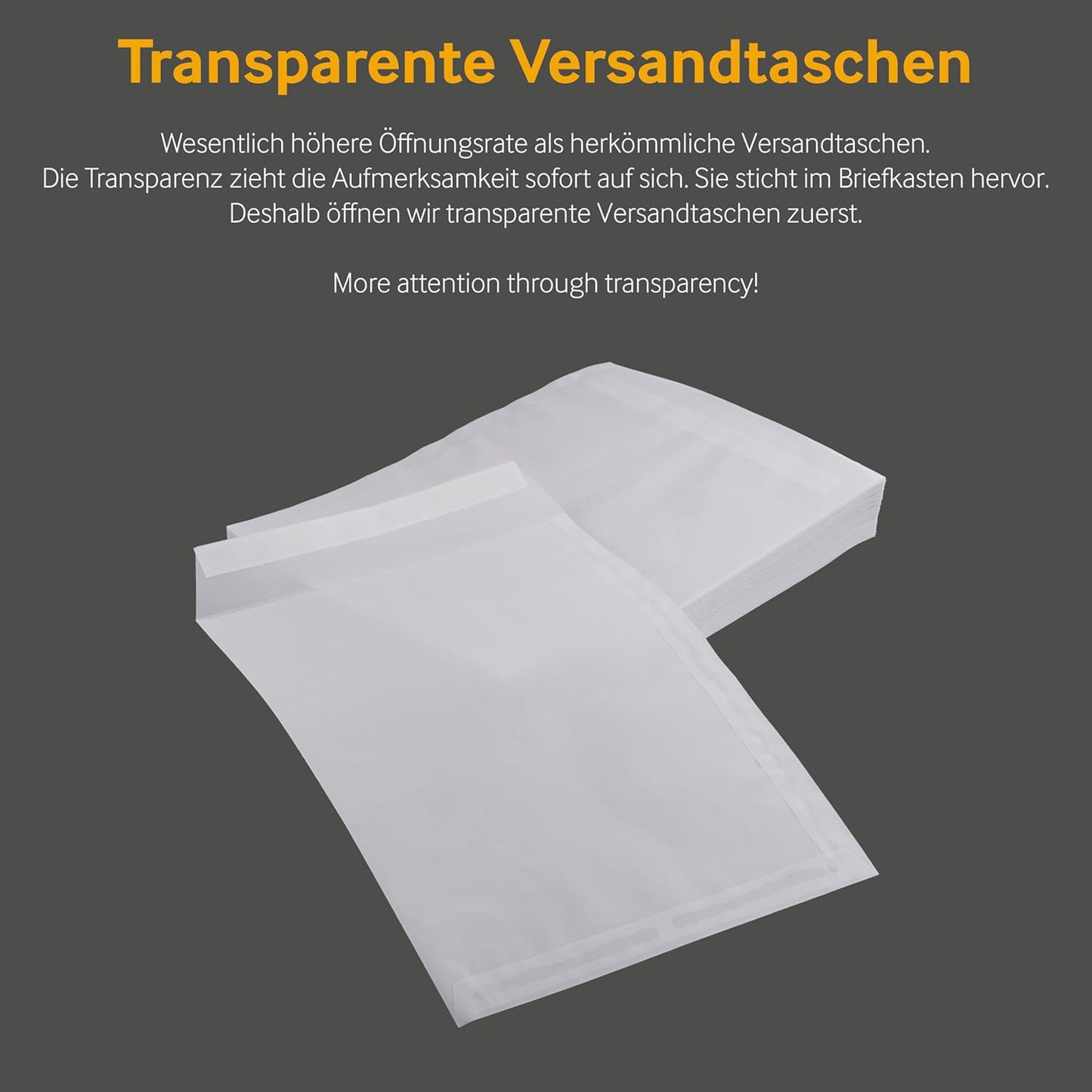 Transparente Versandtaschen DIN B5, 100 Stück, ohne Fenster, DIN B5 Transparent-Weiß
