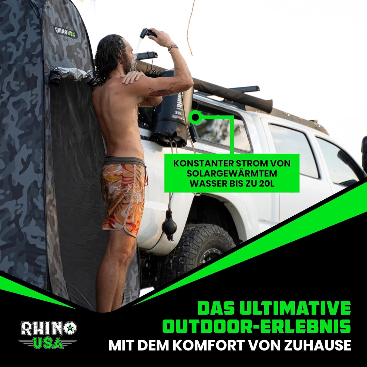 Tragbare Solar-Campingdusche, Schwarz