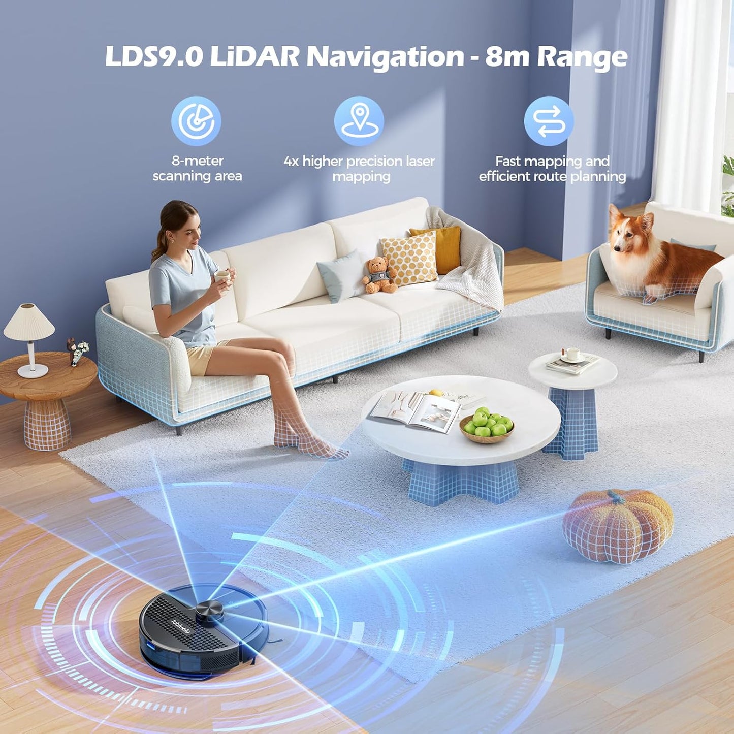 Saugroboter SL68 mit Wischfunktion und Lasernavigation, Schwarz