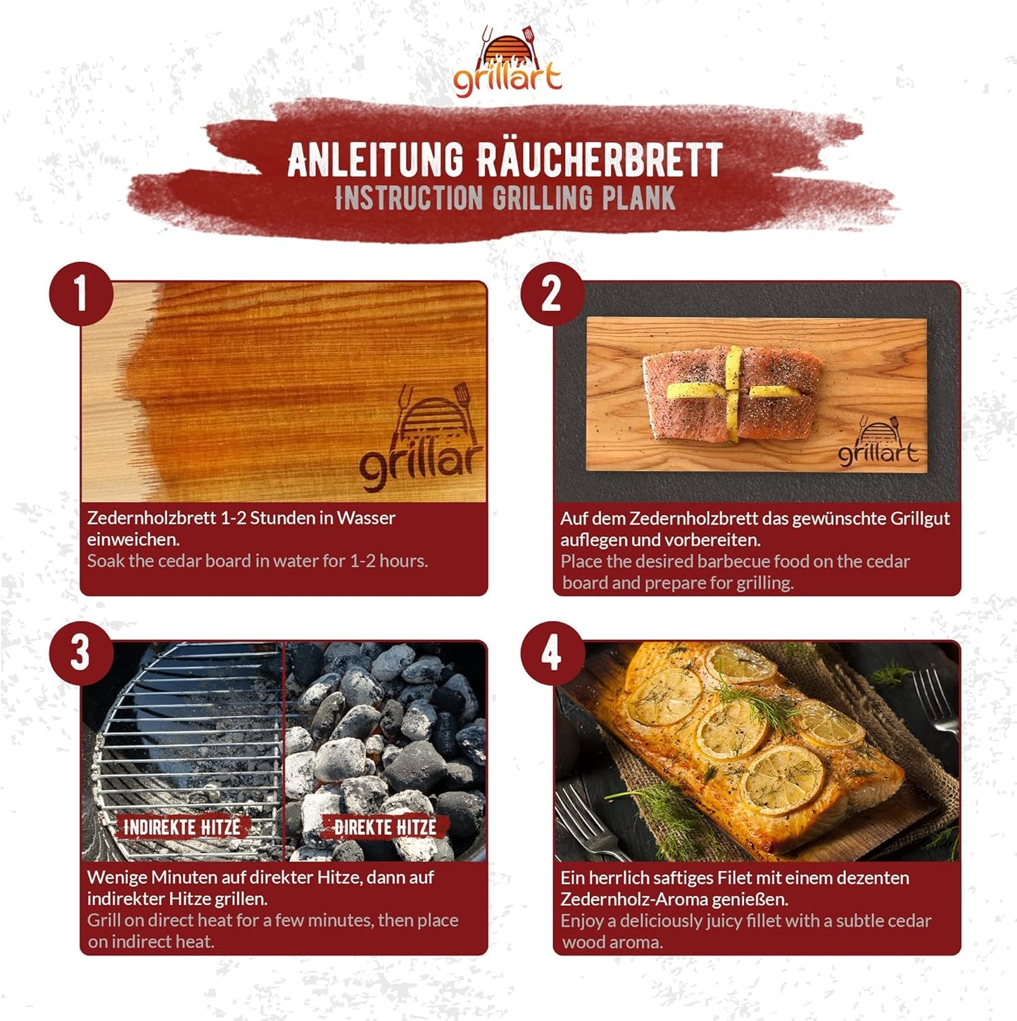 6-teiliges Räucherbretter-Set aus Zedernholz, Zedernholz - 6er SET
