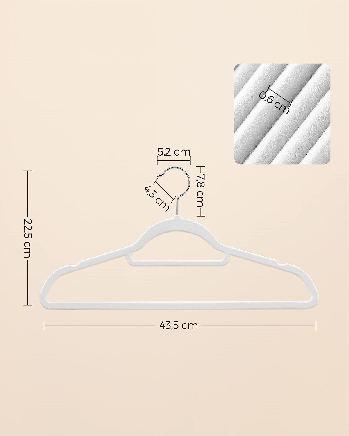 50er-Set Samt-Kleiderbügel, Farbe: Silber + Weiss, Grösse: 50 Stück