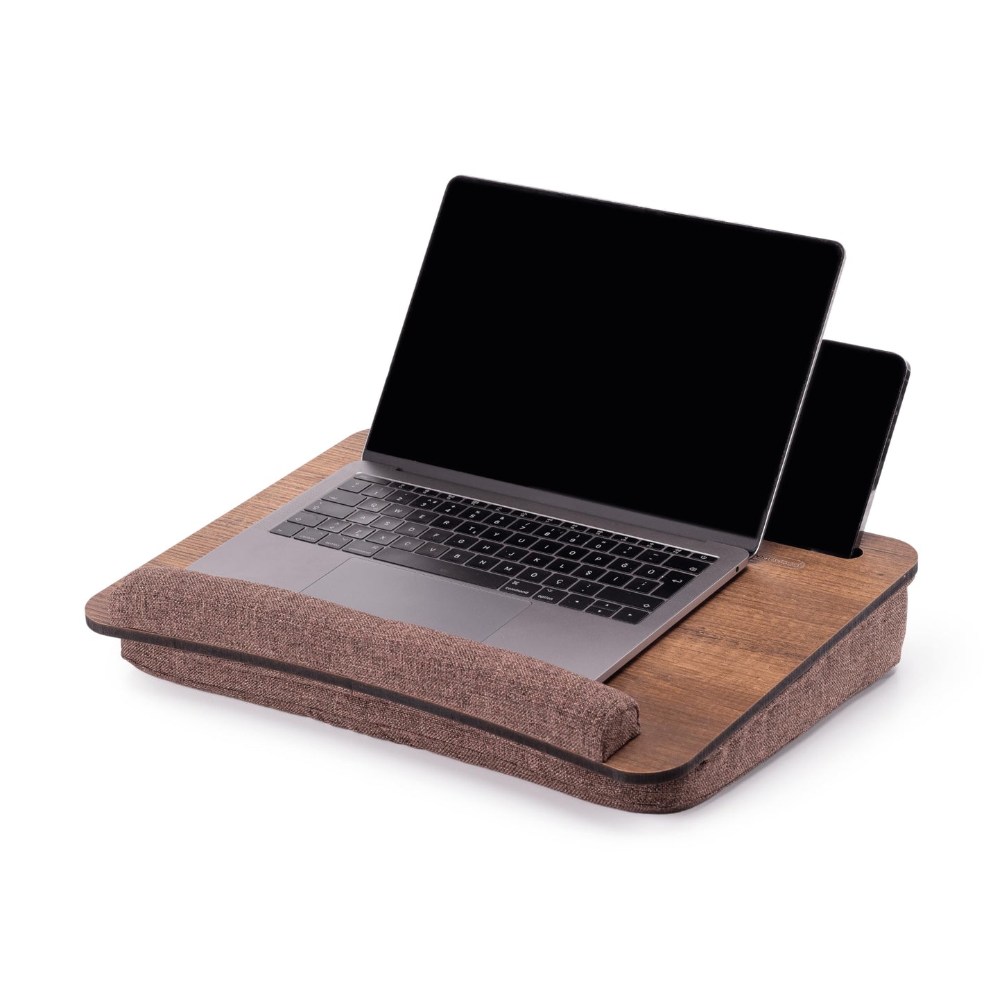 Tragbarer Laptoptisch mit Kissenauflage, Walnuss