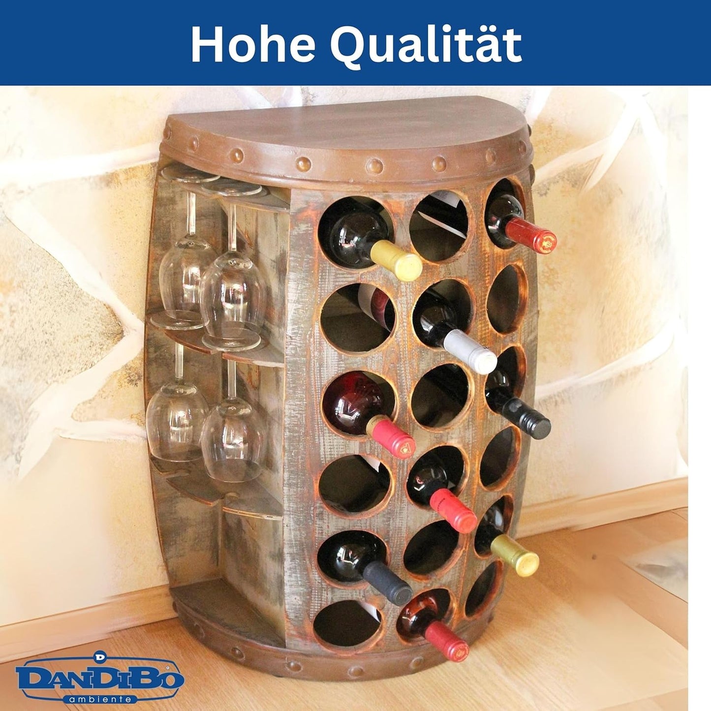 Weinfass Flaschenregal & Beistelltisch 1486