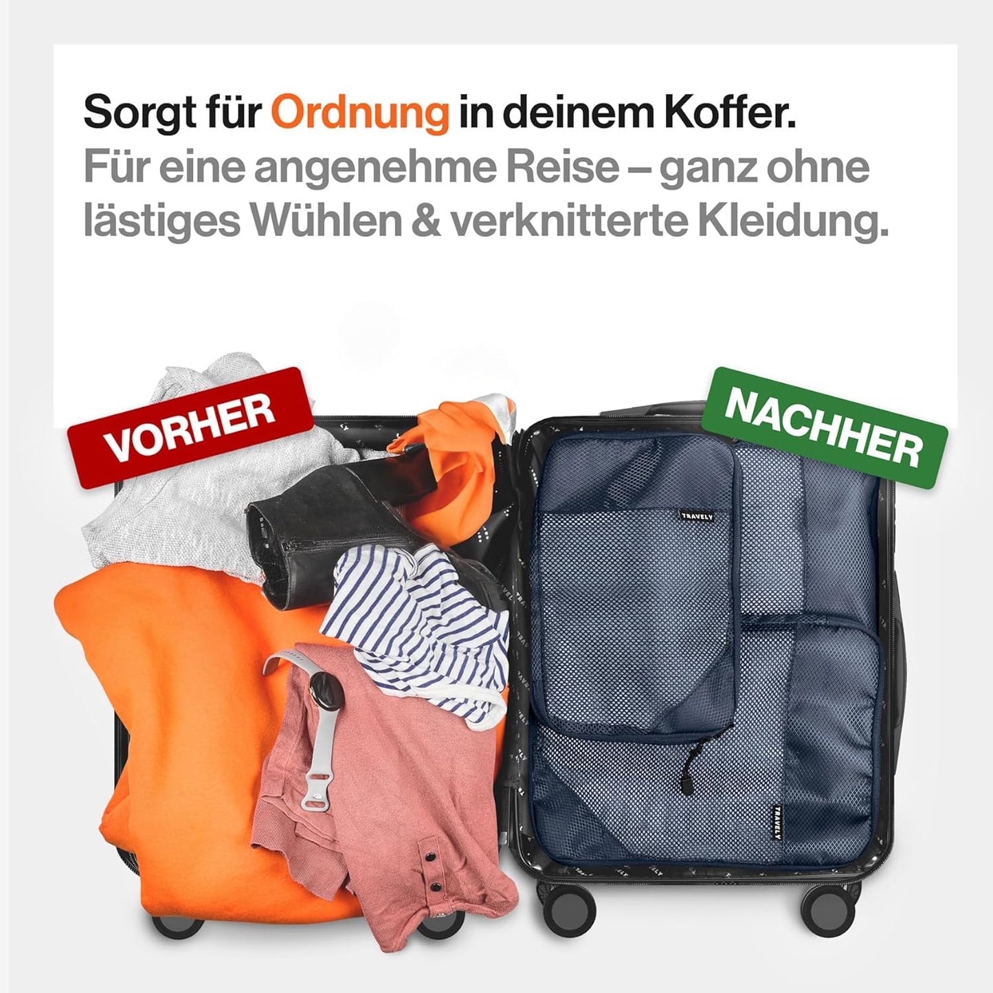 5-teiliges Packwürfel-Set, Blau 5 Teile Gr. Set