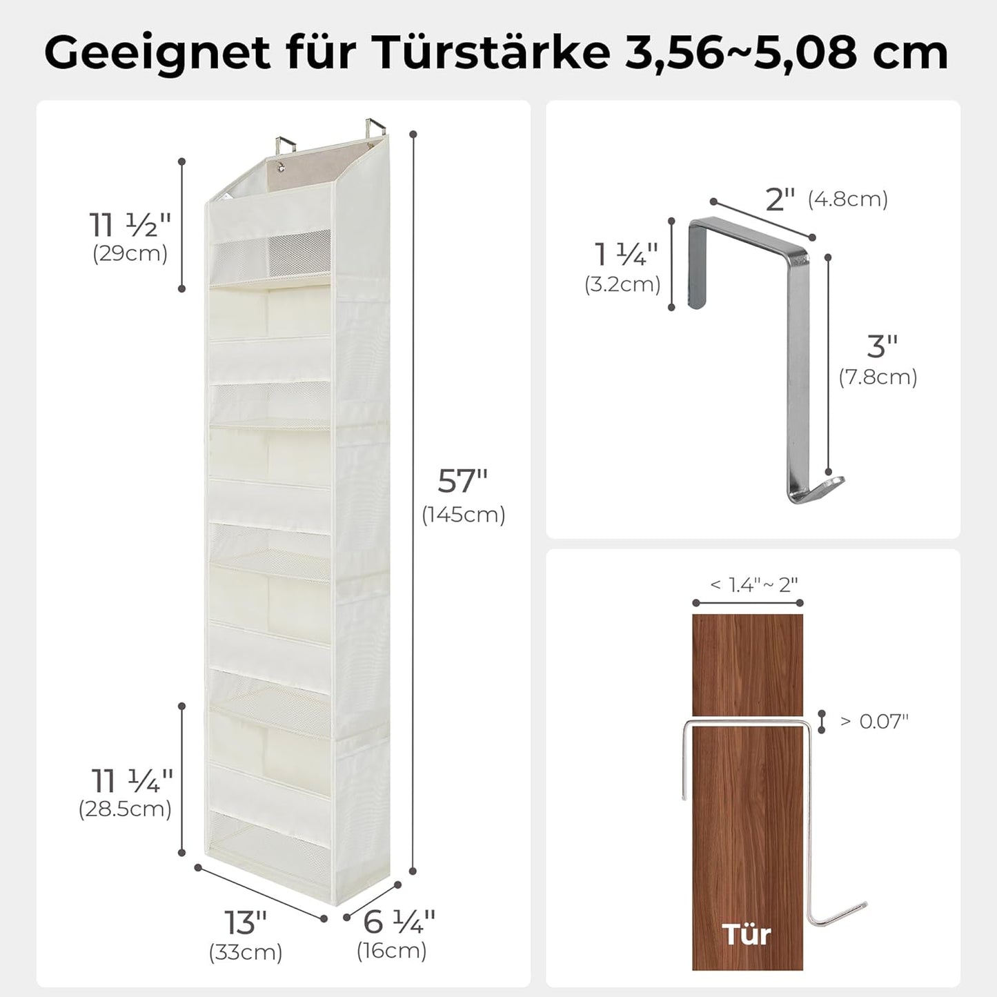 Tür-Hängeorganizer mit 5 Fächern, 5 Fächern Beige - 1 Stück