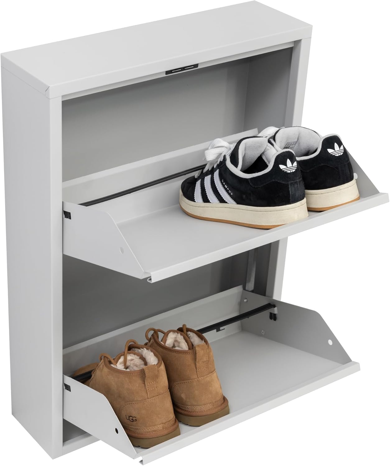 Schuhschrank mit Magnetklappen, 2 Klappen Grau