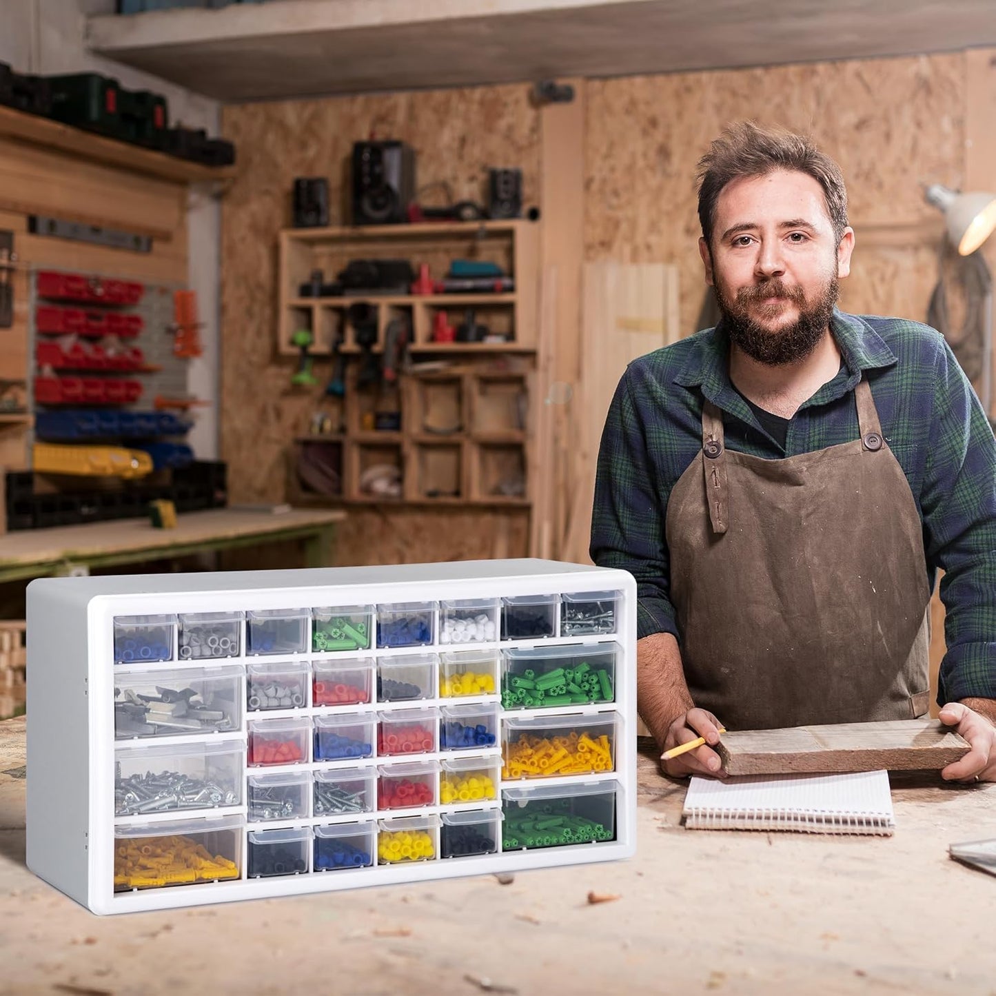 Werkstatt-Organizer mit 30 Schubladen, 30 Drawers Grau