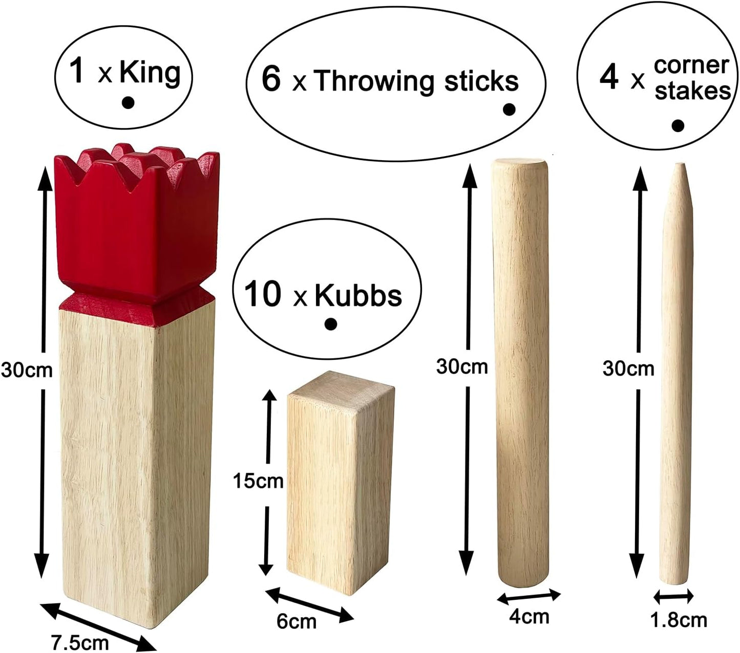 Kubb Wurfspiel, Red King Regulation Size