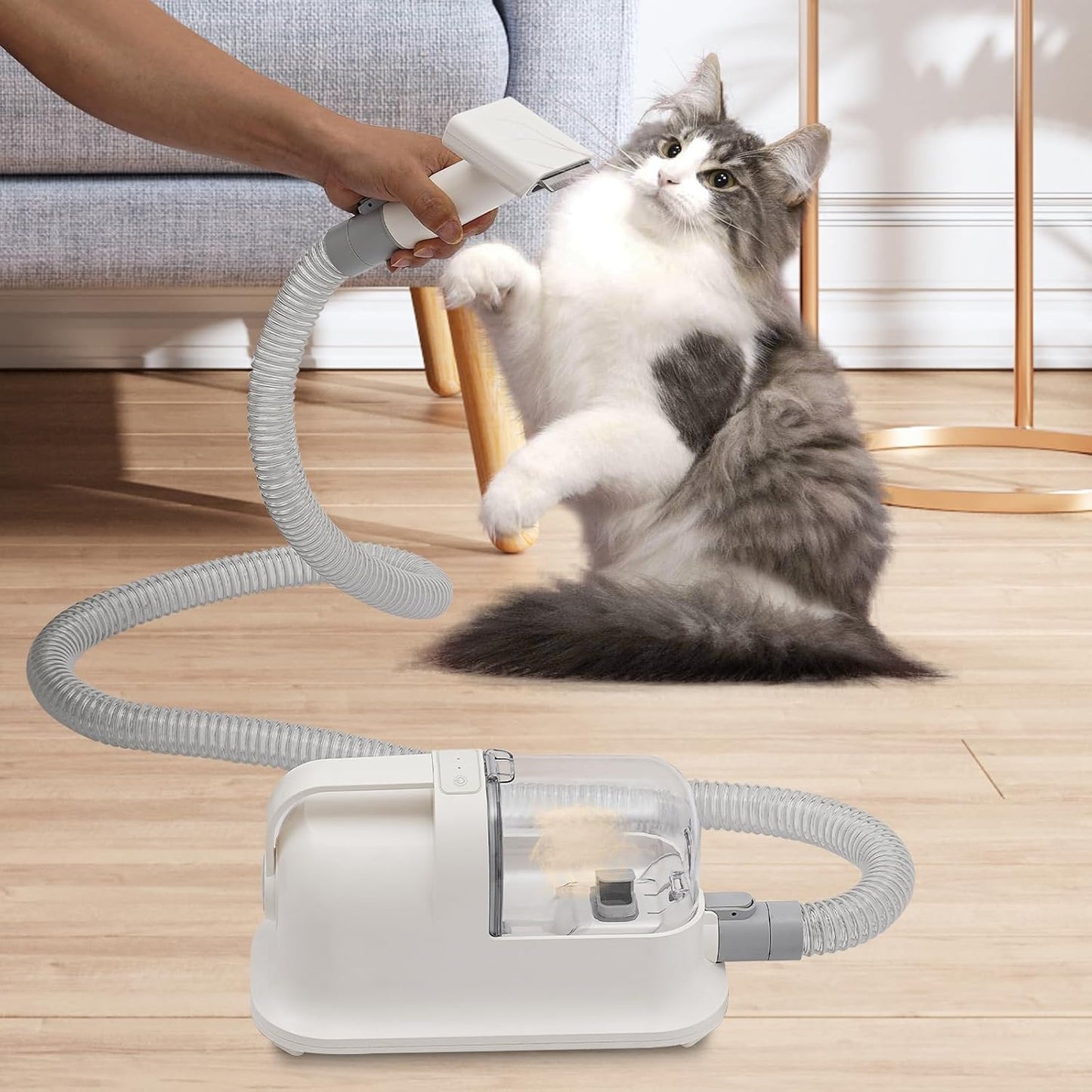3-in-1 Haustierhaarschneider mit Kamm und Saugfunktion