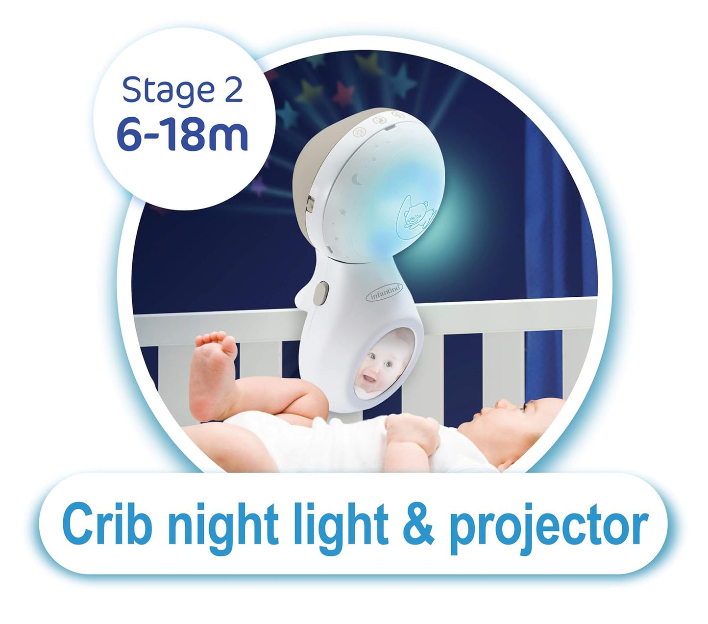 3-in-1 Projektor Musik-Mobile mit Licht & Geräuschen, Grau