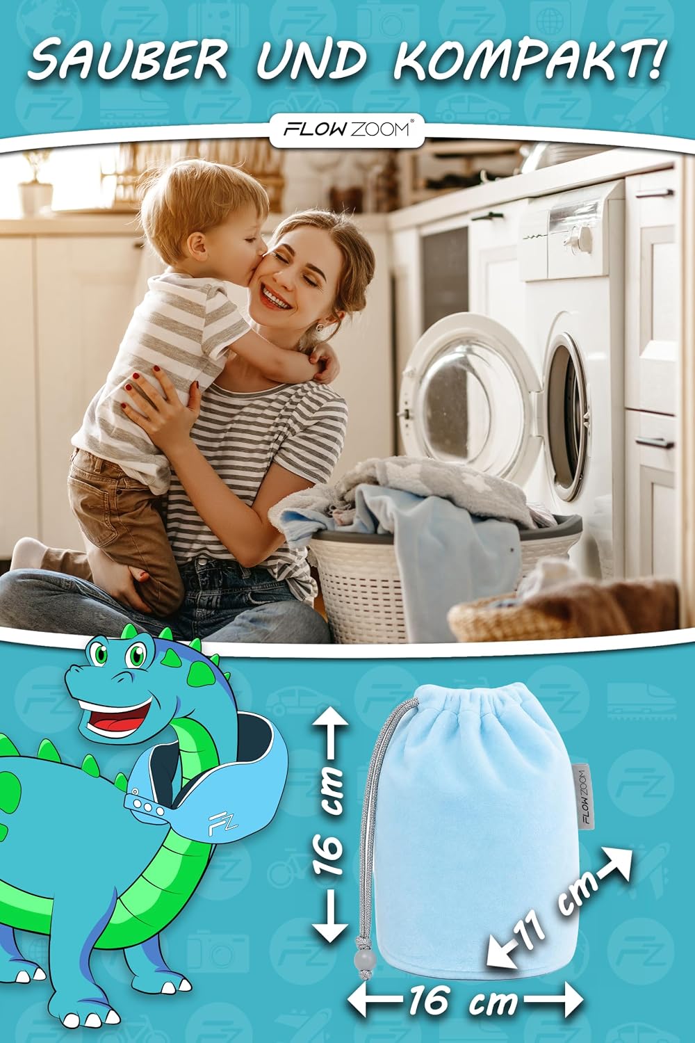Einstellbares Memory Foam Nackenkissen für Kinder ab 3 Jahren, 4.1. Comfy Kids S - Blau