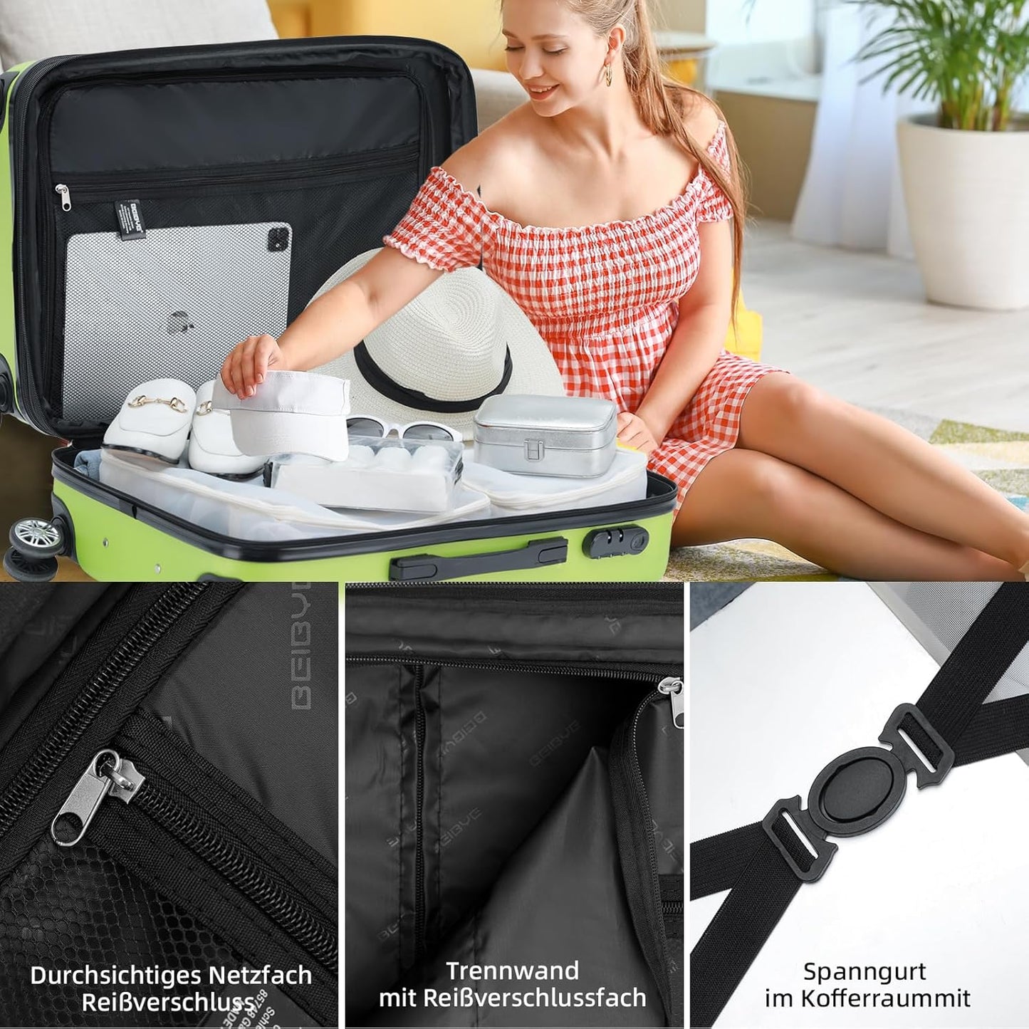 Hartschalenkoffer mit Dehnungsfuge, Grün XL