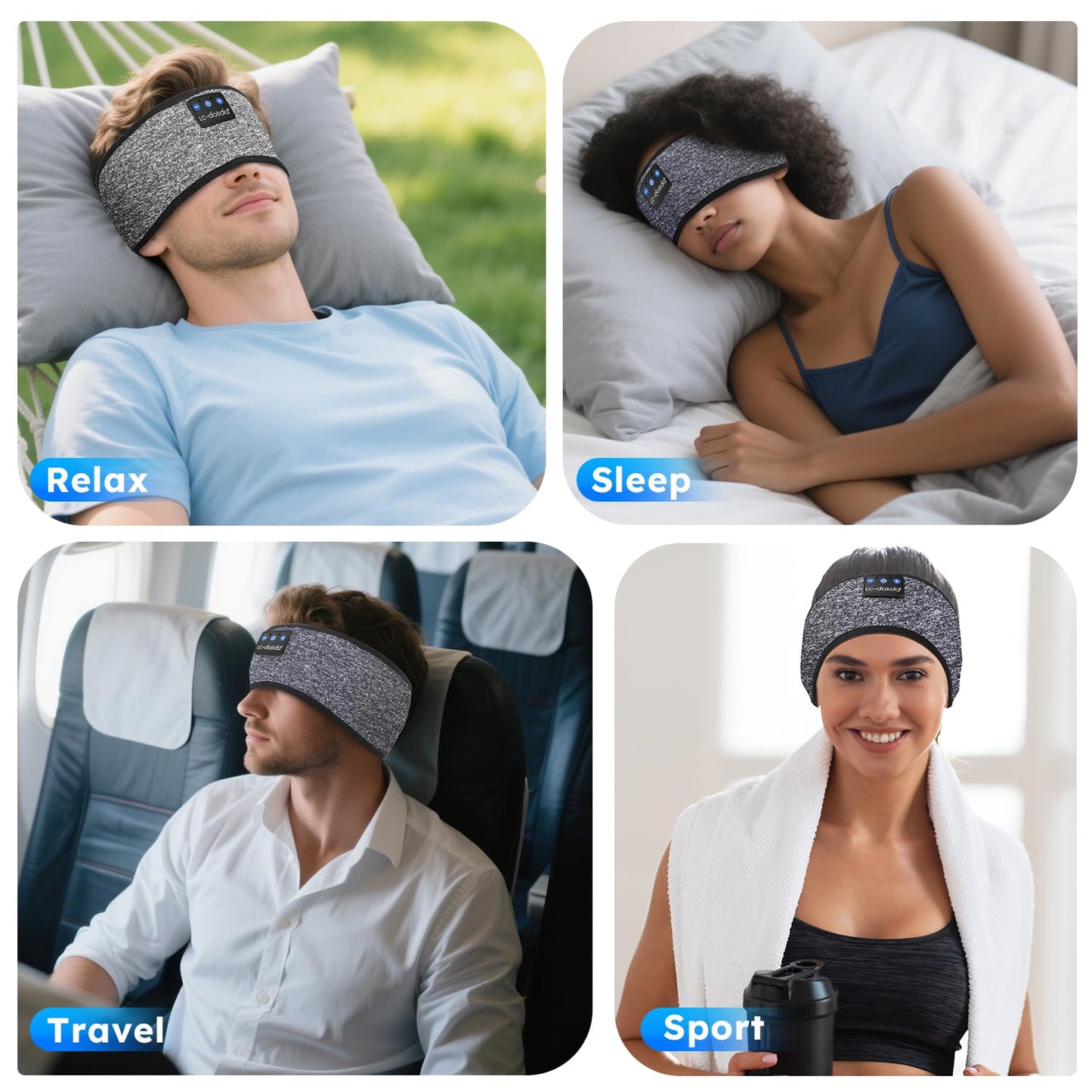 Bluetooth Schlafkopfhörer Stirnband, Grau