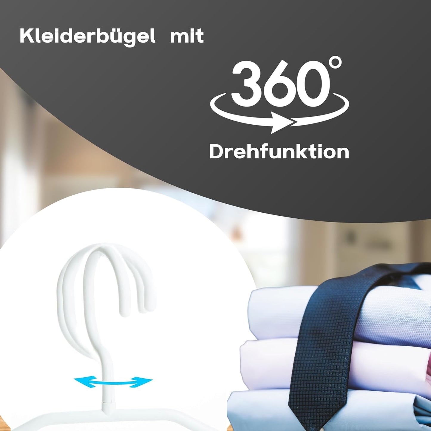 Kleiderbügel Modell Flex, 50 Stück, drehbare Haken