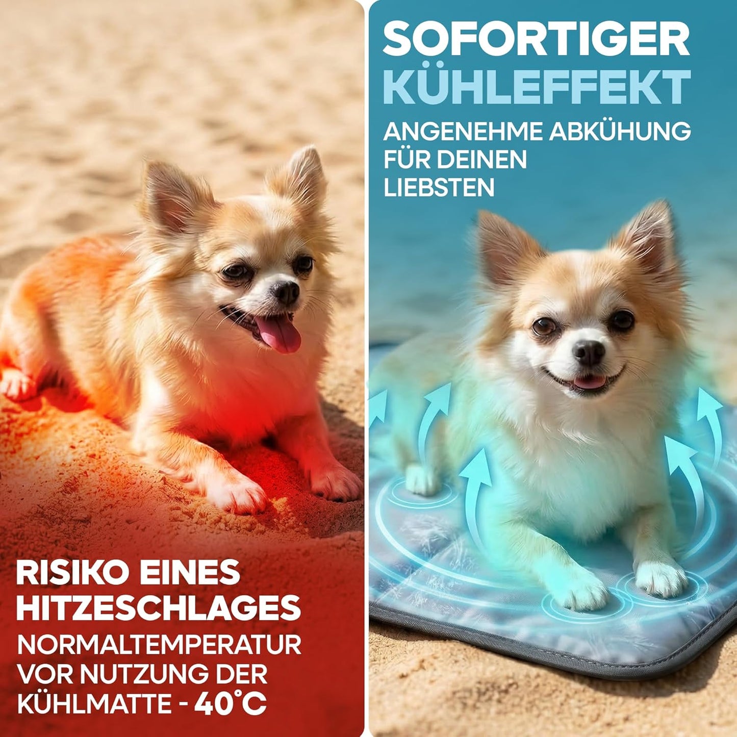 Selbstkühlende Hunde- und Katzen-Kühlmatte (90x50 cm), L 90 x B 50 x H 1 cm