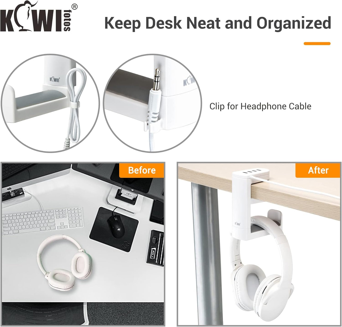 Kopfhörerhalter, USB 3.0/2.0-Anschlüssen Modell – Weiss
