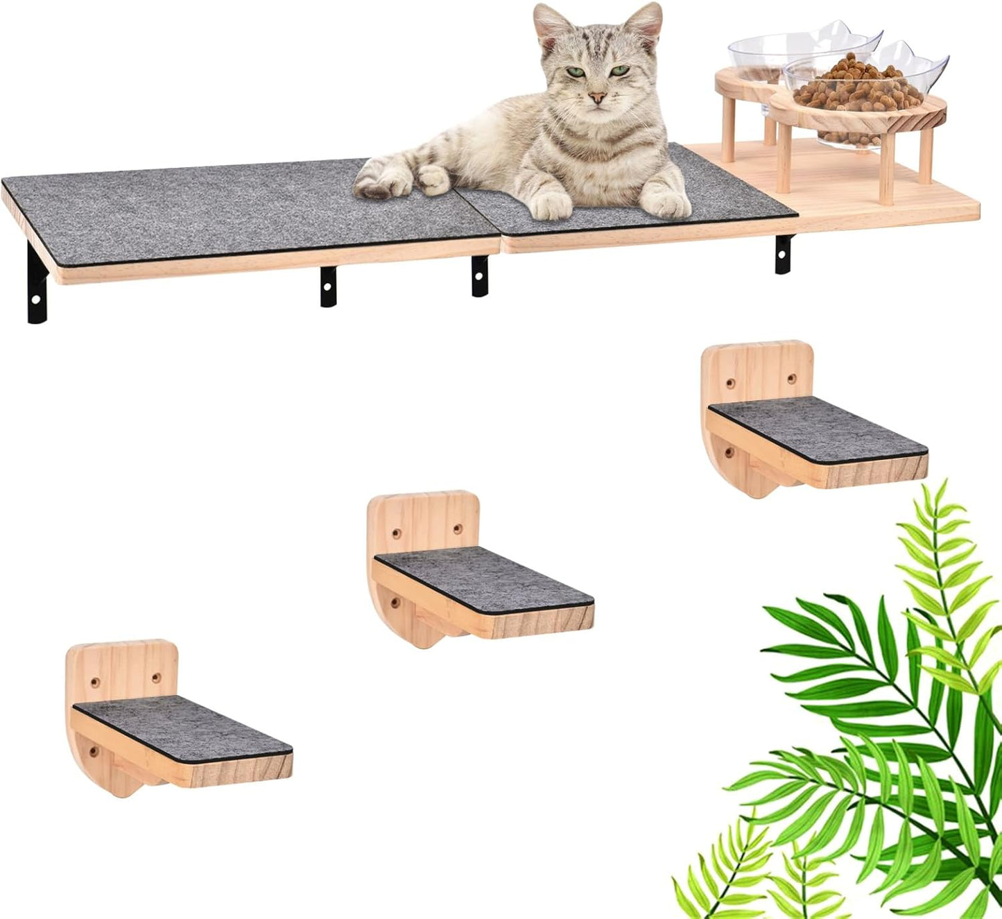 Katzenwand-Set mit Hängematte und Futterschalen
