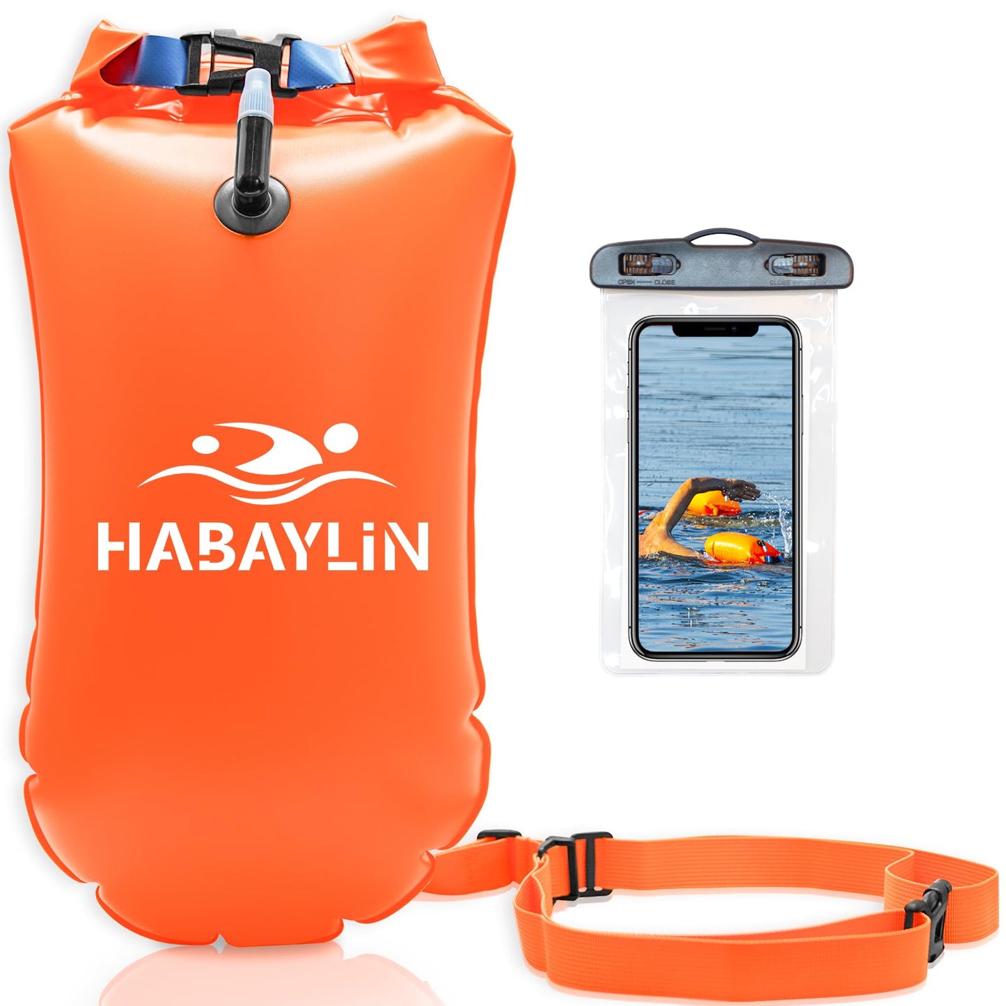 Aufblasbare Schwimmboje, Orange 20L